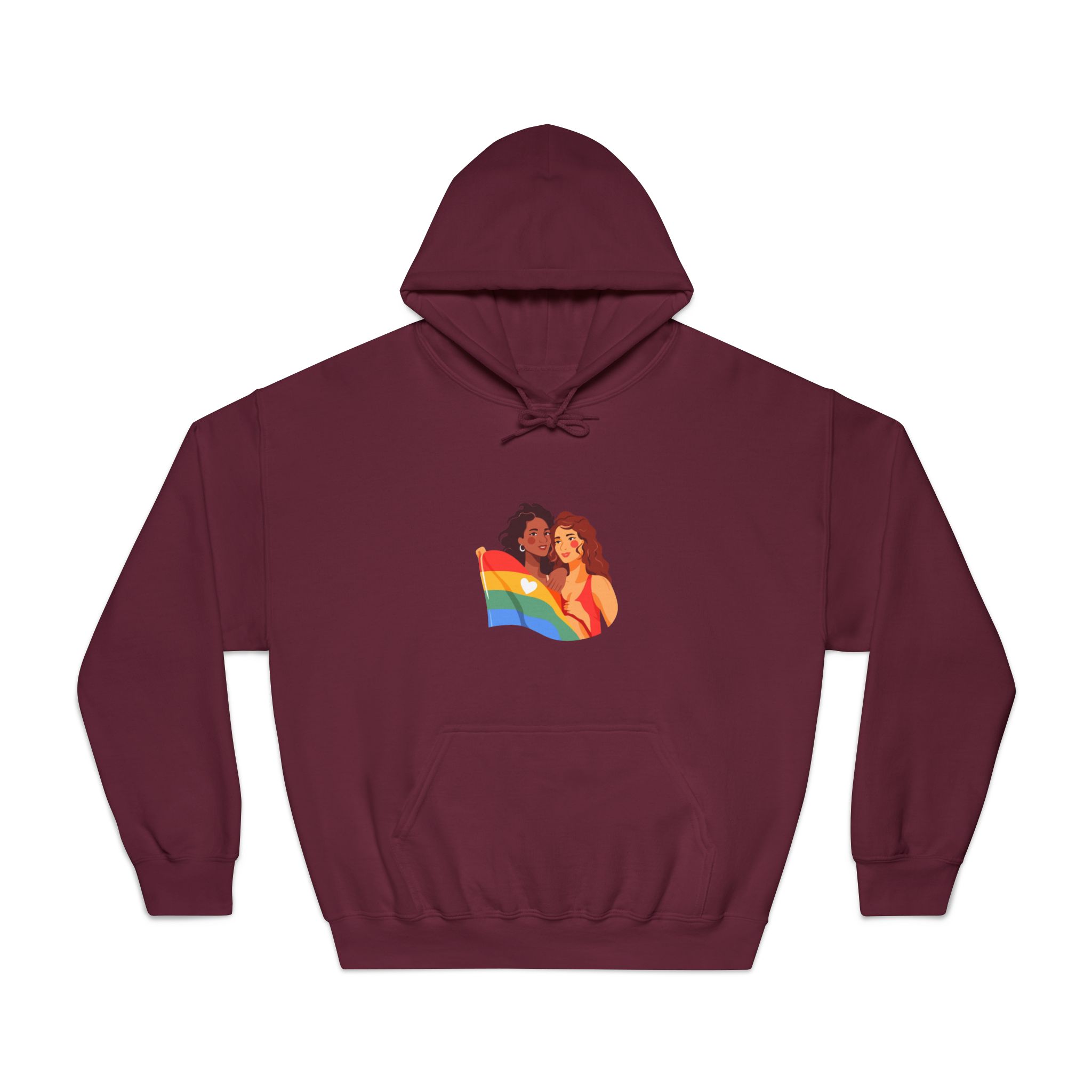 Portrait Lesbian Couple With Rainbow Flag Concept Lgbtq Unisex Dryblend Hooded Sweatshirt - Image 17