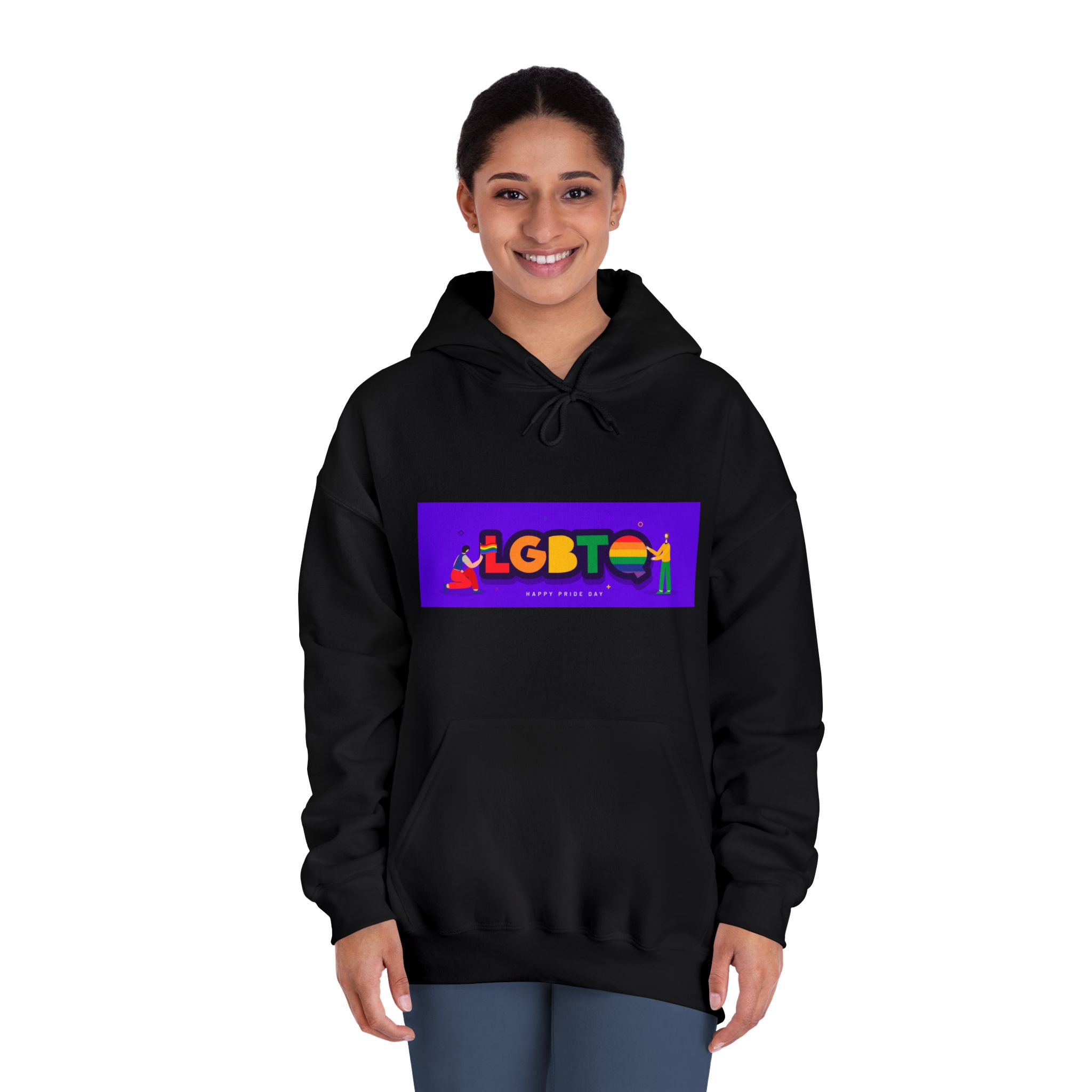 Lgbtq Community Banner Design With Illustration Gay Couple Unisex Dryblend Hooded Sweatshirt - Image 12