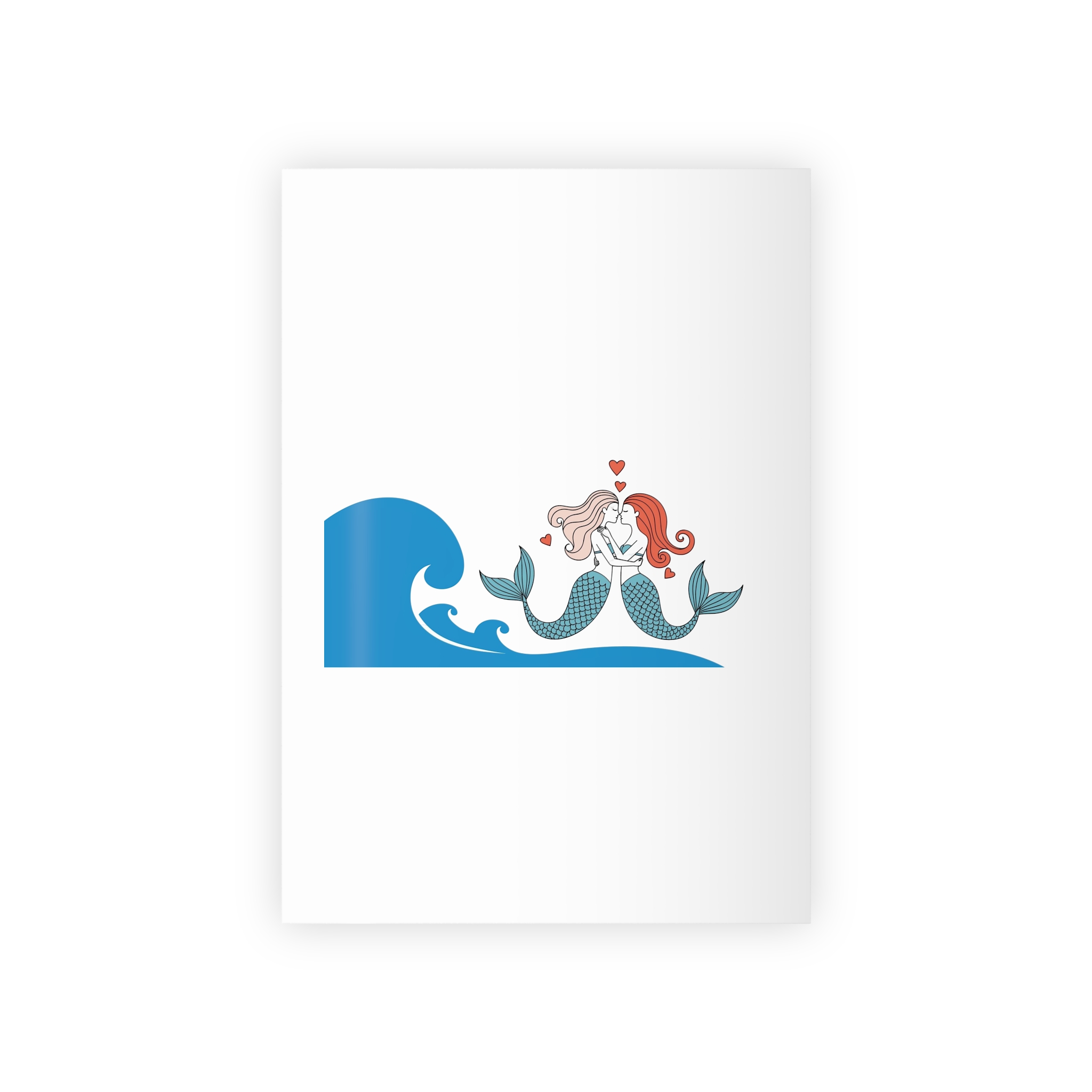 Two Mermaids Love With Hearts Their Heads Gift Wrapping Paper Rolls 1pc