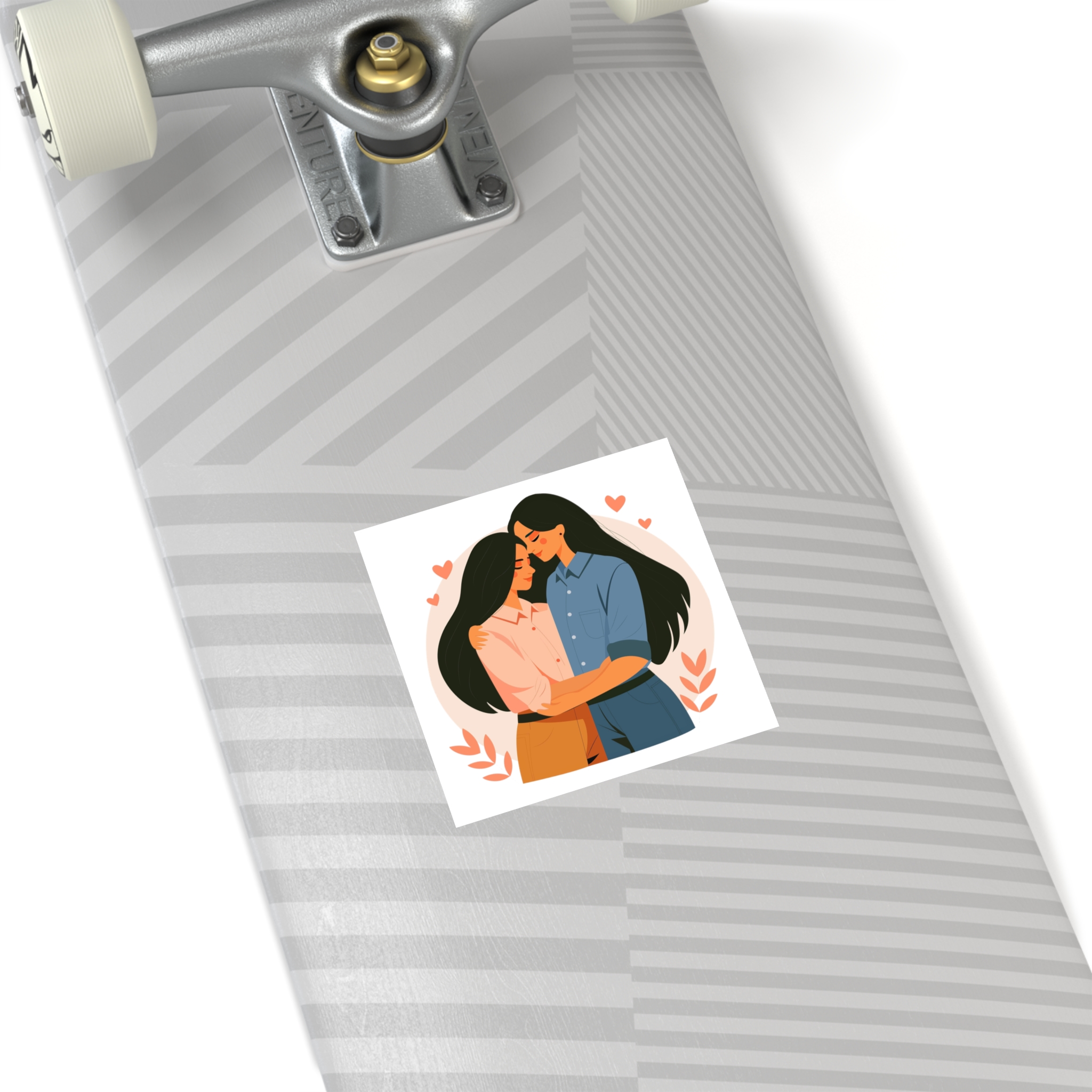 Indian Lesbian Couple Love Hugging Laminate Stickers Square - Image 72