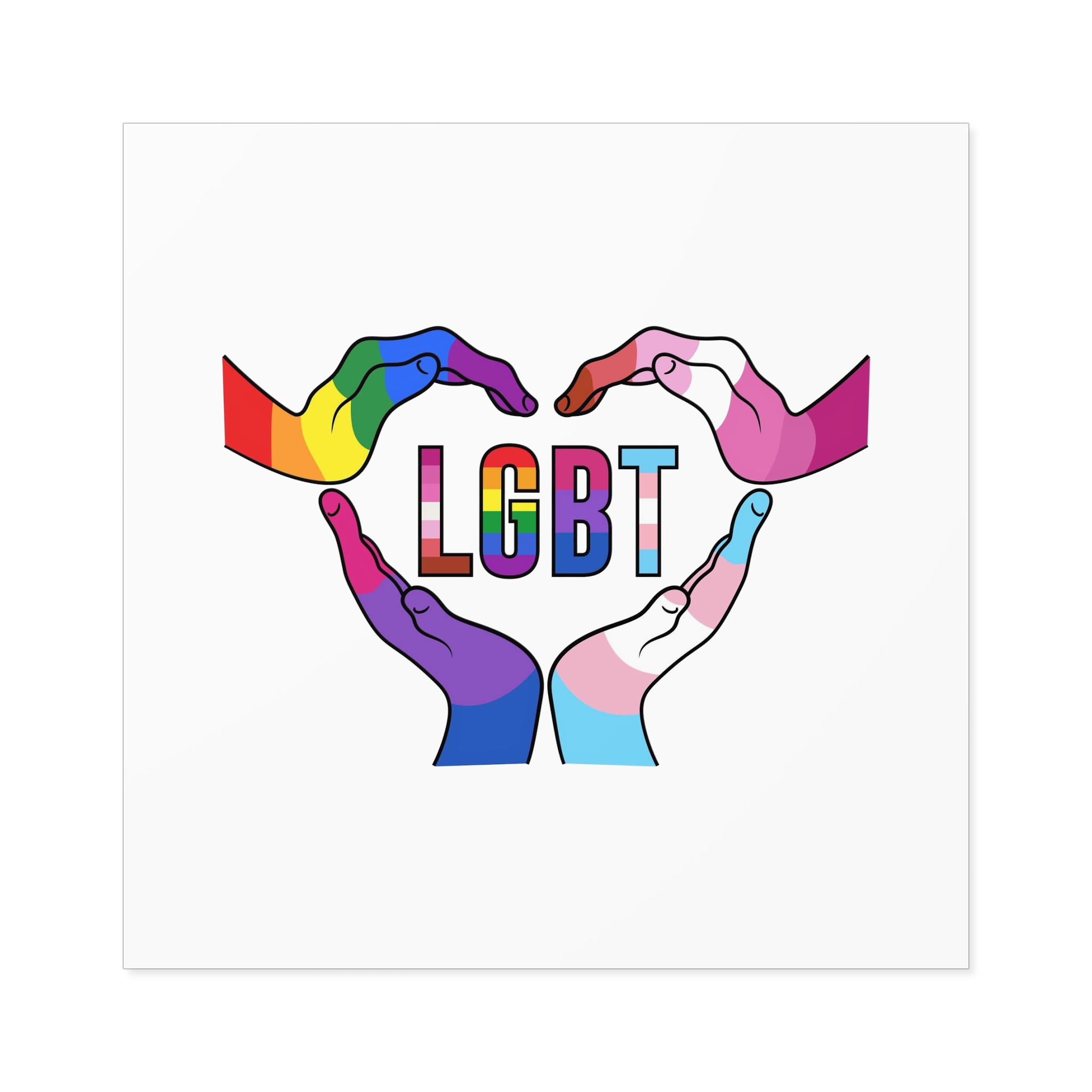 Lgbt Hands United Pride Month Rainbow Flag Vector Illustration Isolated White Background Laminate Stickers Square - Image 49