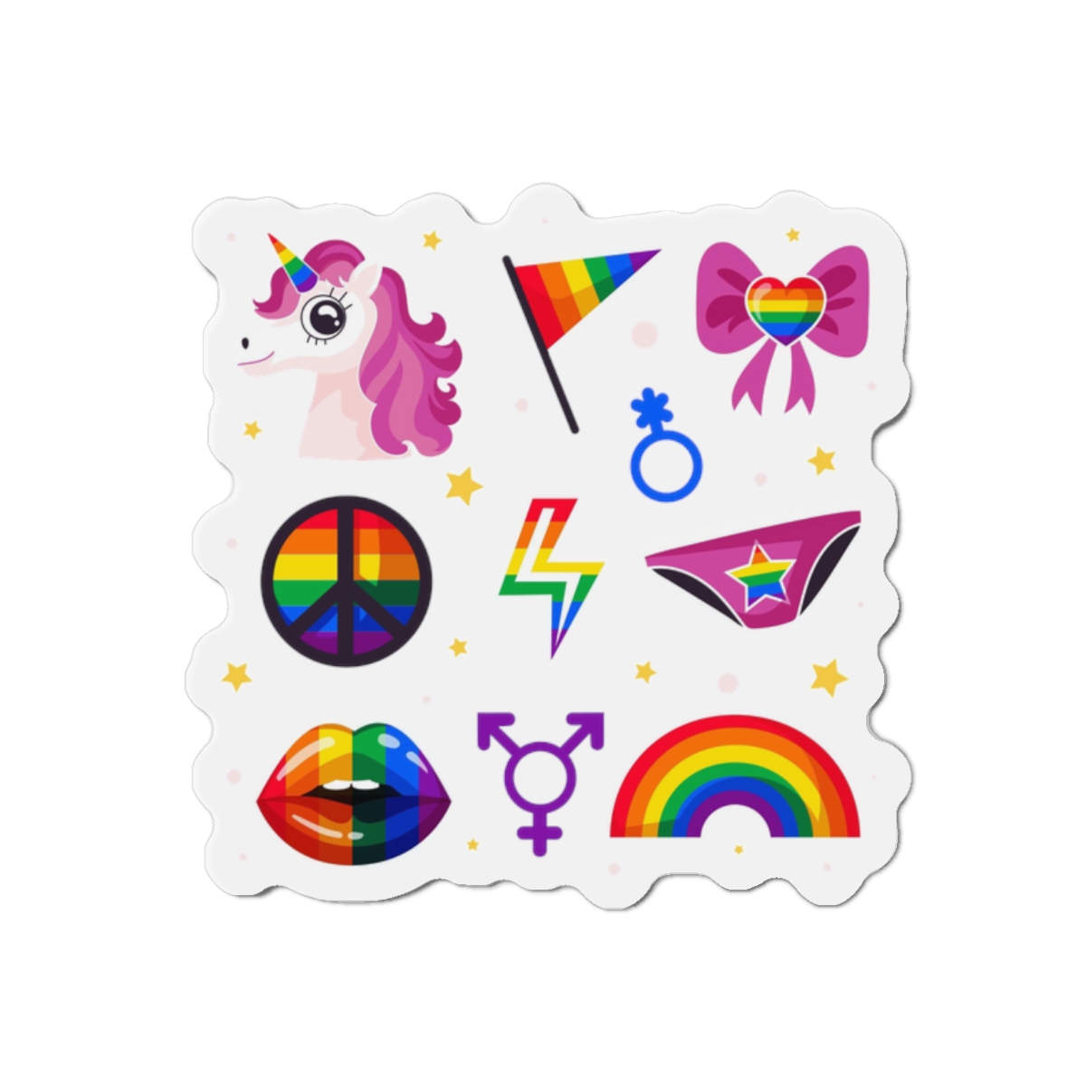 Flat Pride Month Lgbt Elements Collection Die Cut Magnets