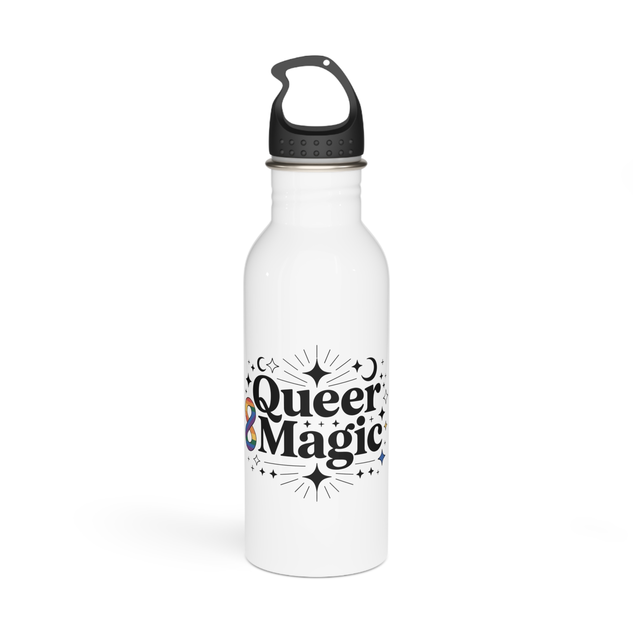 Queer Magic T Shirt Design Isolated White Background Stainless Steel Water Bottle