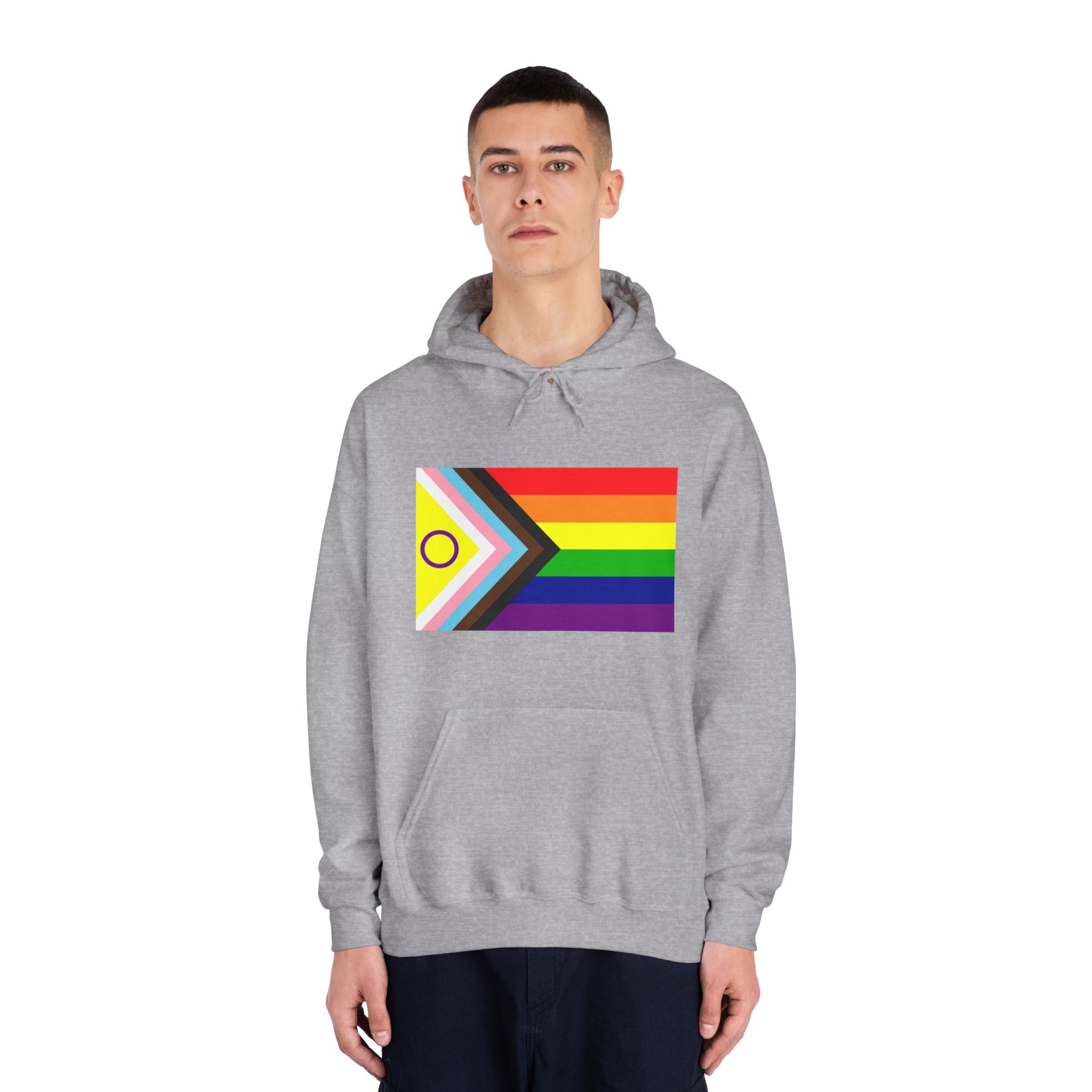 Lgbtq Pride Flag New Lgbtq Pride Flag Vector Updated Intersex Inclusive Progress Pride Flag Unisex Dryblend Hooded Sweatshirt - Image 15