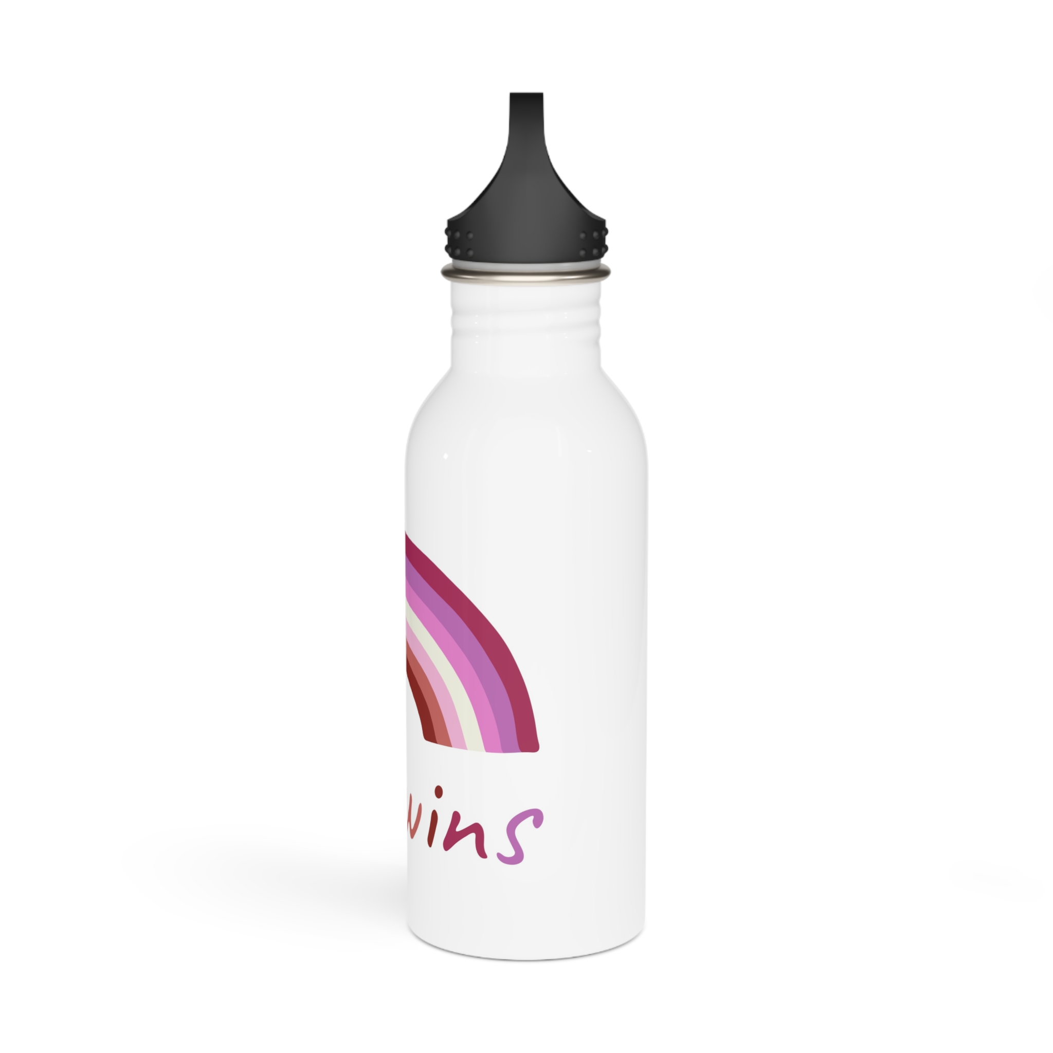 Colorful Rainbow Shape Lesbian Pride Flag Happy Pride Day Lgbtqia Community Pride Month Vector Hand Stainless Steel Water Bottle - Image 4
