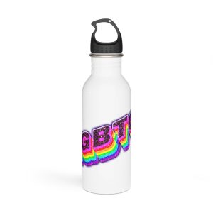 Lgbtq Rainbow 3d Png Typography Stainless Steel Water Bottle