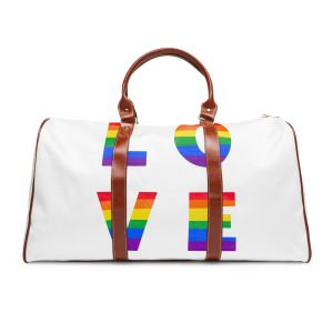 Letters Love Colored Rainbow Lgbtq Gay Pride Flag Colors Vector Lettering Lgbt History Month Pencil Crayon Textured Isolated Love Is Love Concept Waterproof Travel Bag