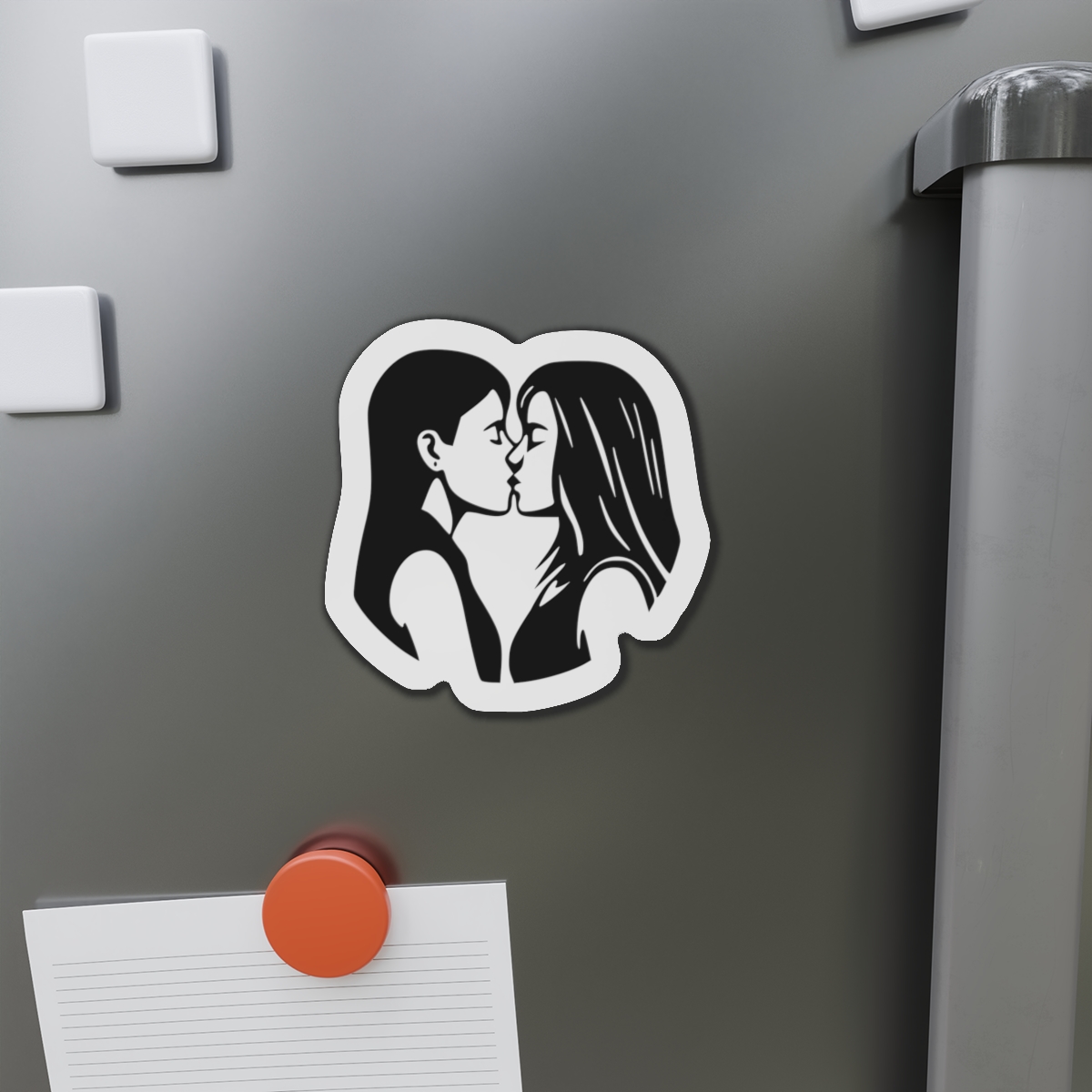 Lesbian Couple Kissing Lgbt Pride Black Outlines Isolated Vector Illustration Die Cut Magnets - Image 14