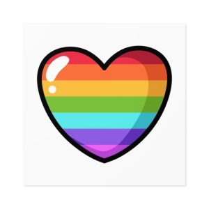 Pride Heart Cartoon Style Laminate Stickers Square