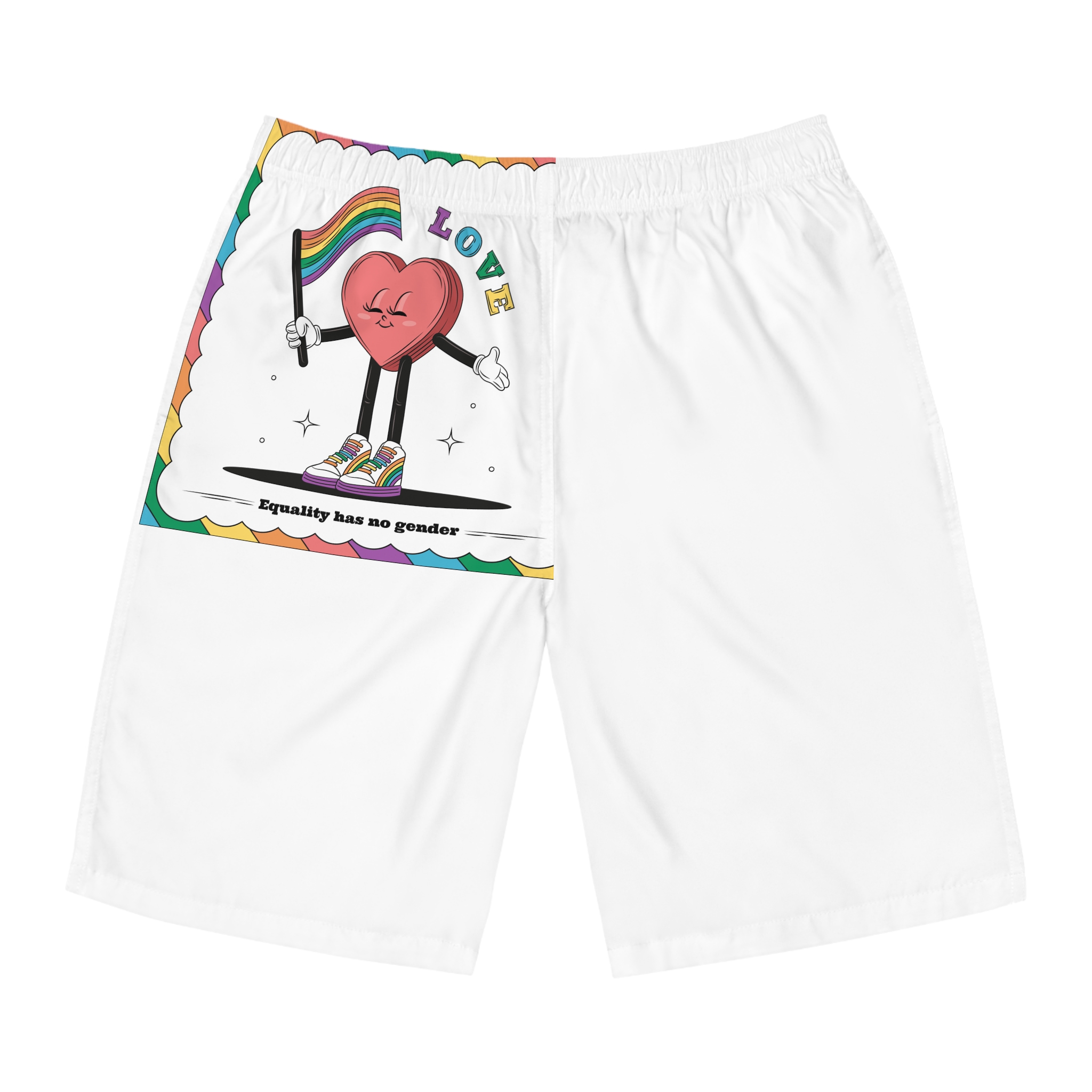 Hand Drawn Illustration Pride Month Celebration Mens Board Shorts Aop