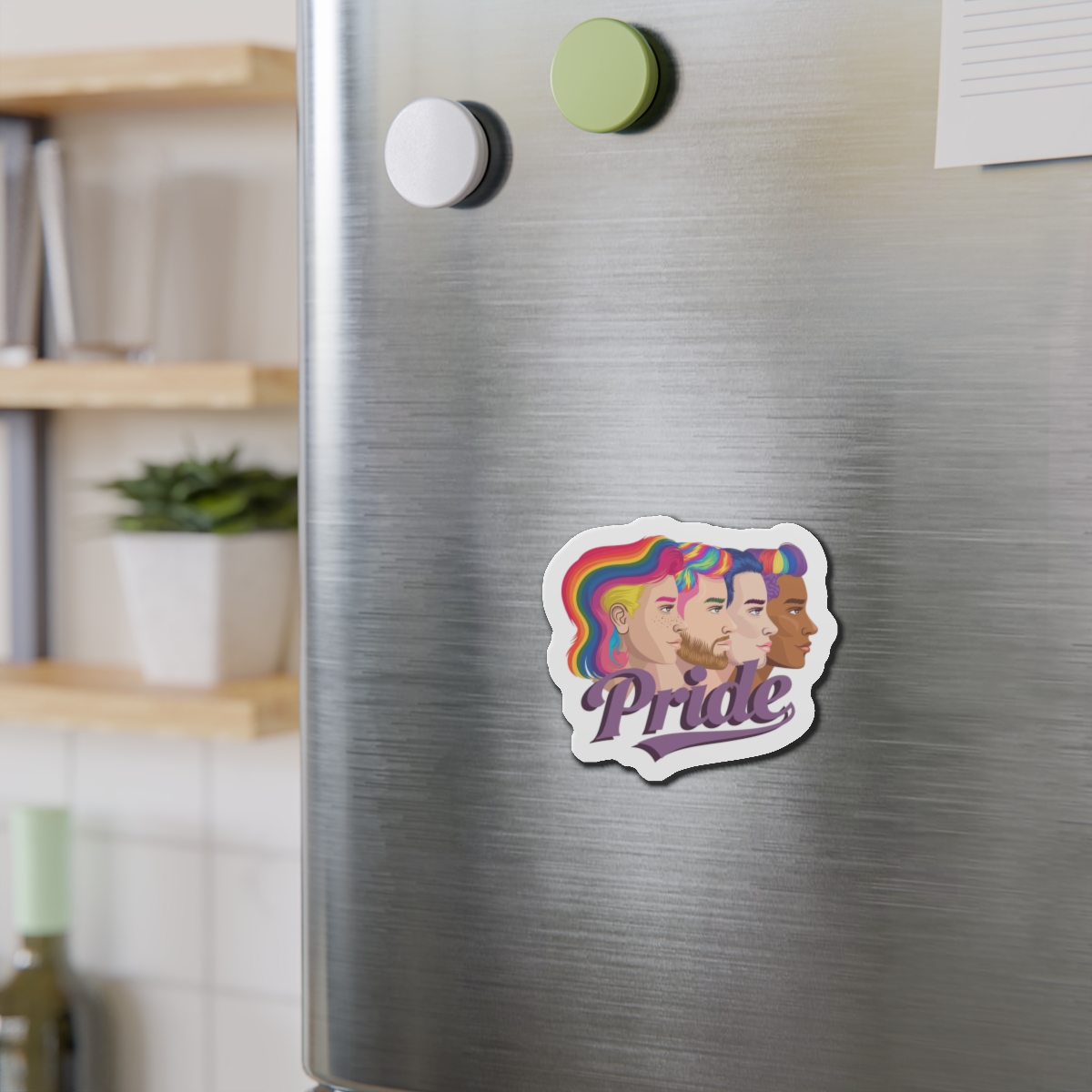Vector Illustration Four Side Profiles Lgbtq Individuals With Vibrant Hair Colors Die Cut Magnets - Image 9
