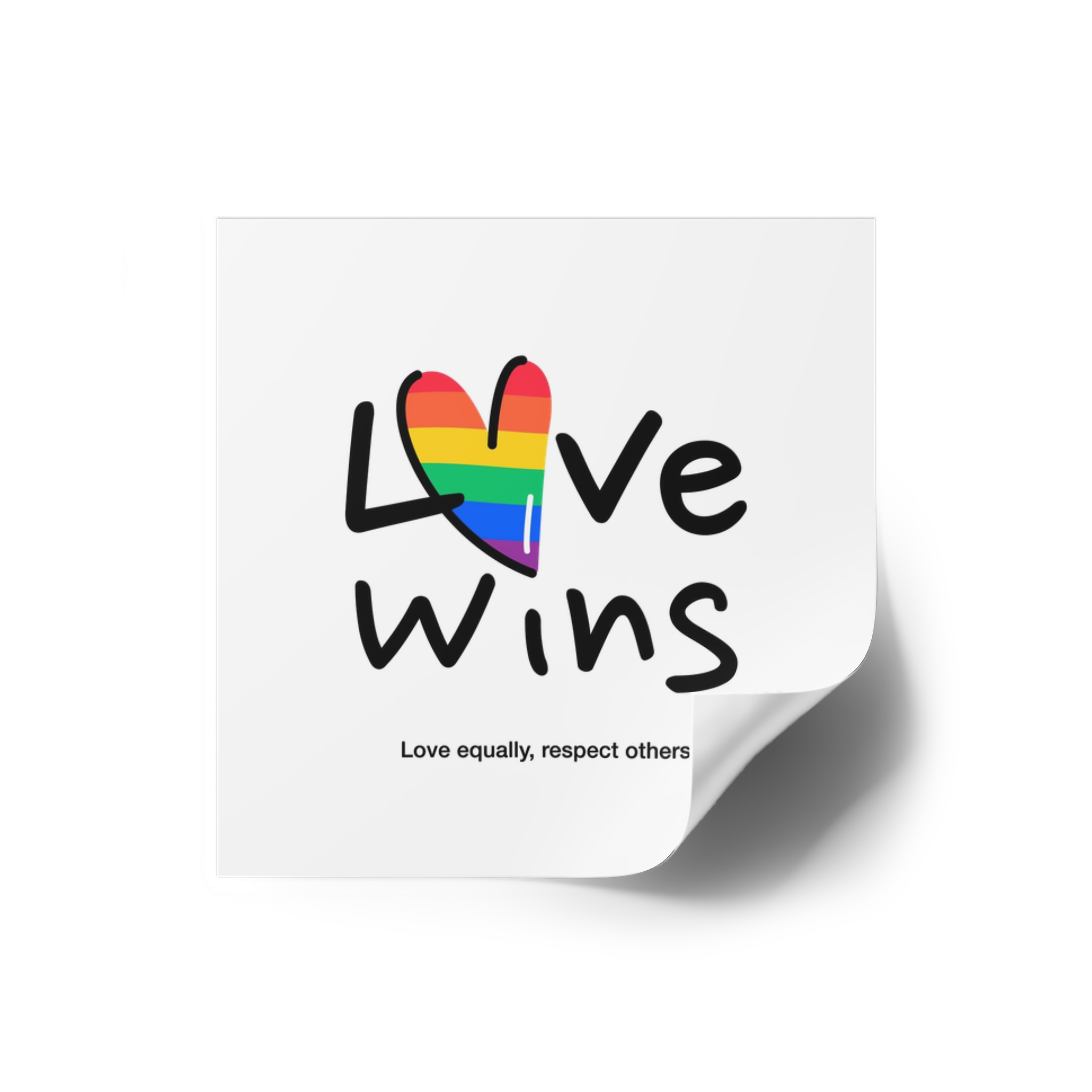 Love Letter Pride Rainbow Lettering Text Writing Pattern Freedom Love Heart Homo Colors Flag Parade(2) (1) Laminate Stickers Square - Image 2