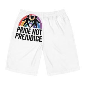 Pride Prejudice T Shirt Design Isolated White Background Mens Board Shorts Aop