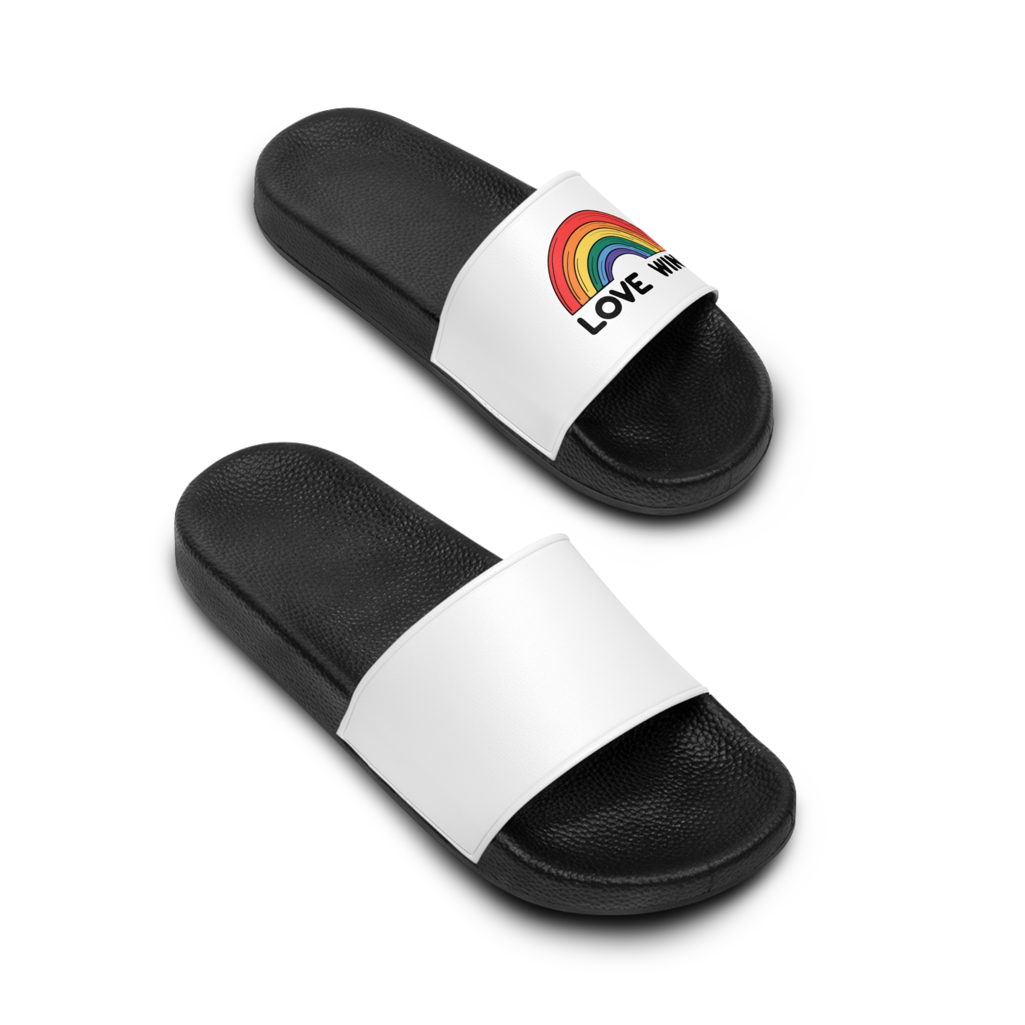 Love Wins Rainbow Pride Illustration Mens Slide Sandals - Image 4