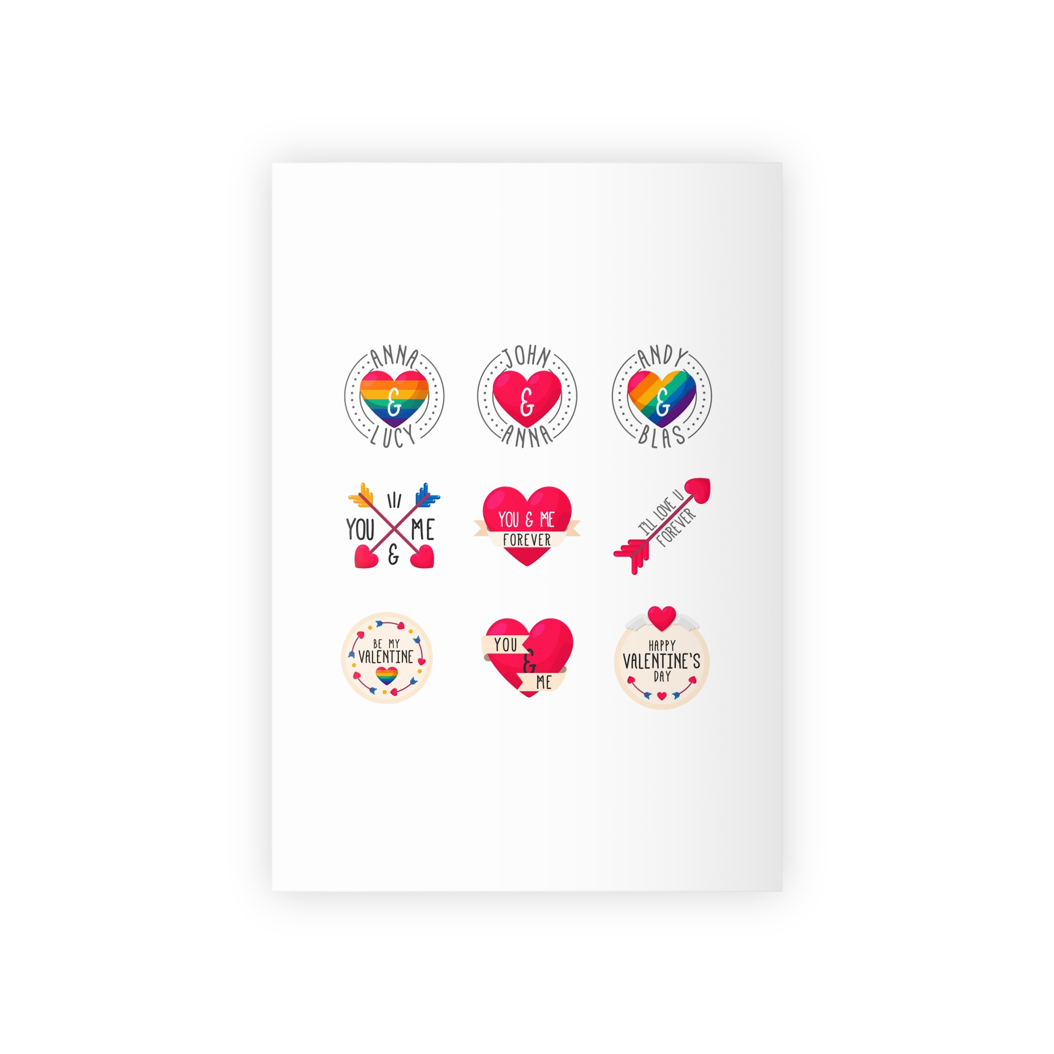 Lgbt Valentine S Day Label Collection Gift Wrapping Paper Rolls 1pc