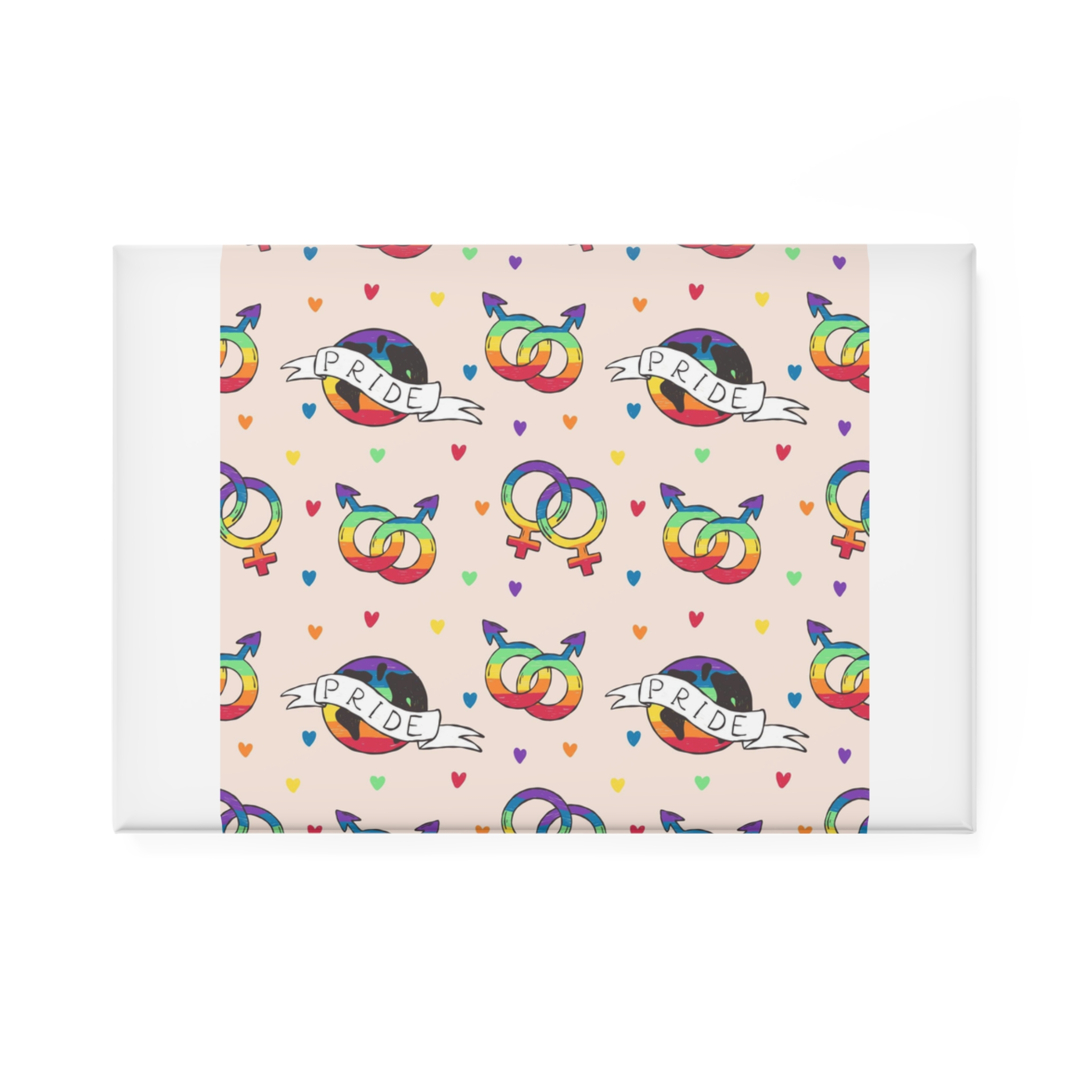 Rainbow Pride Seamless Pattern With Love Symbols Hand Drawn Style Button Magnet Rectangle 1 And 10 Pcs