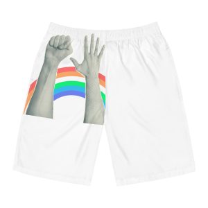 Trendy Collage With Hand Gestures Cutout Shapes Symbol Win Like Punk Grunge Halftone Retro Banner Poster Design Concept Protest Confrontation Pride Lgbt Month Vector Illustration Mens Board Shorts...