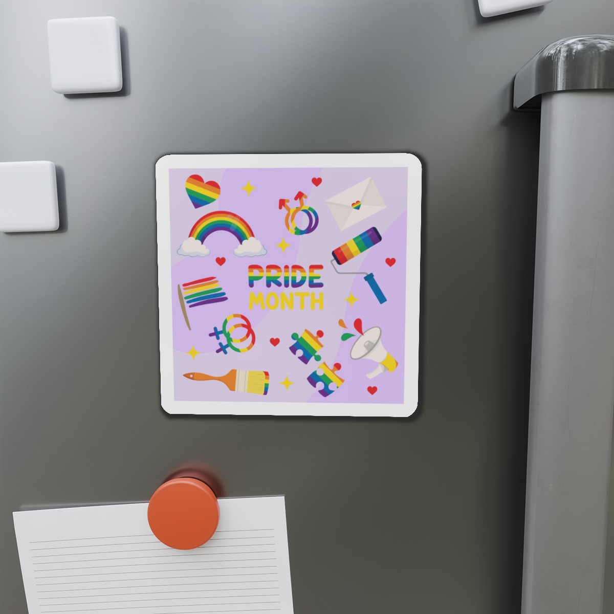 Pride Month Lgbtq Symbol Rainbow Colors Cute Elements Set Die Cut Magnets - Image 11