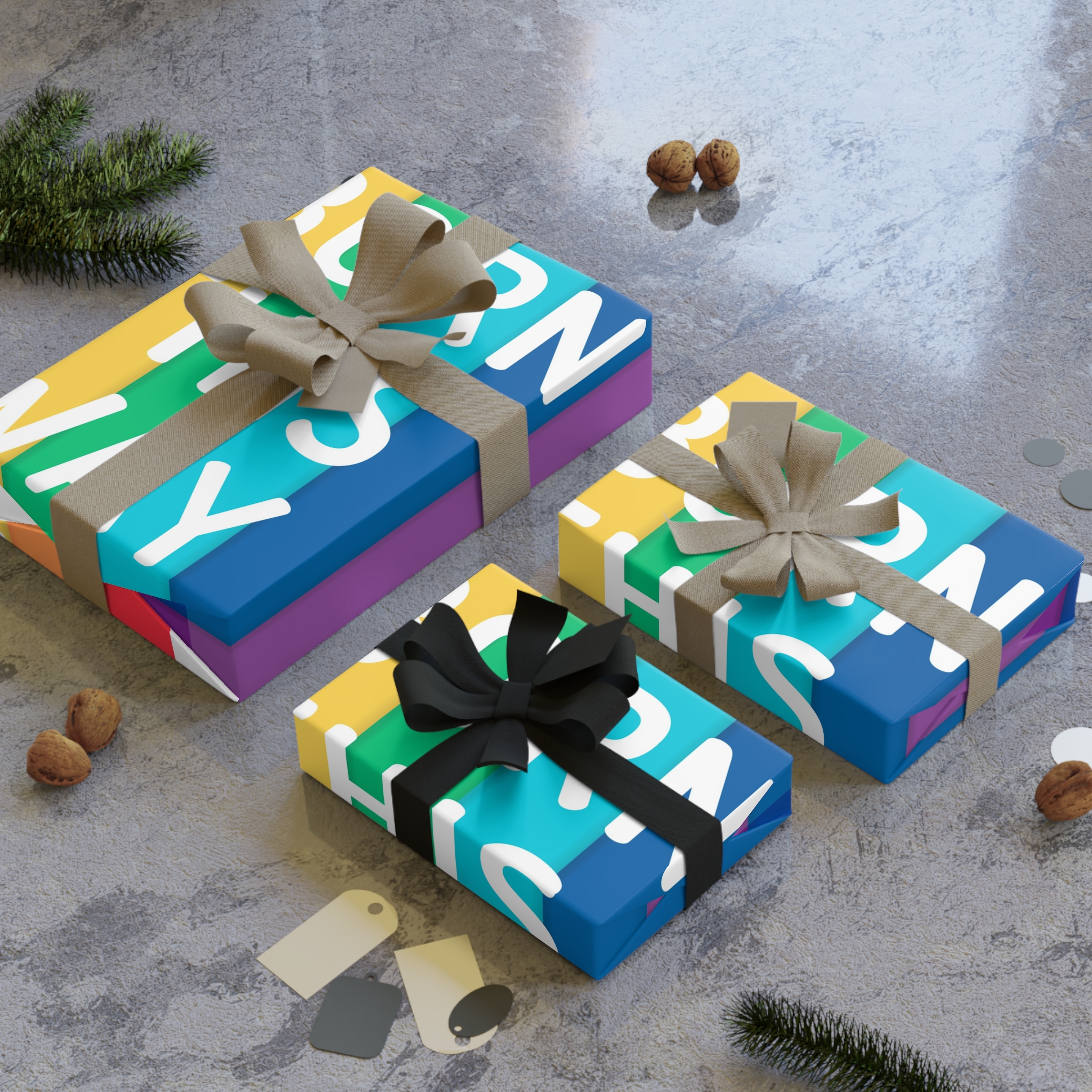 Colorful Rainbow Colored Background With Words Born This Way Gift Wrapping Paper Rolls 1pc - Image 4