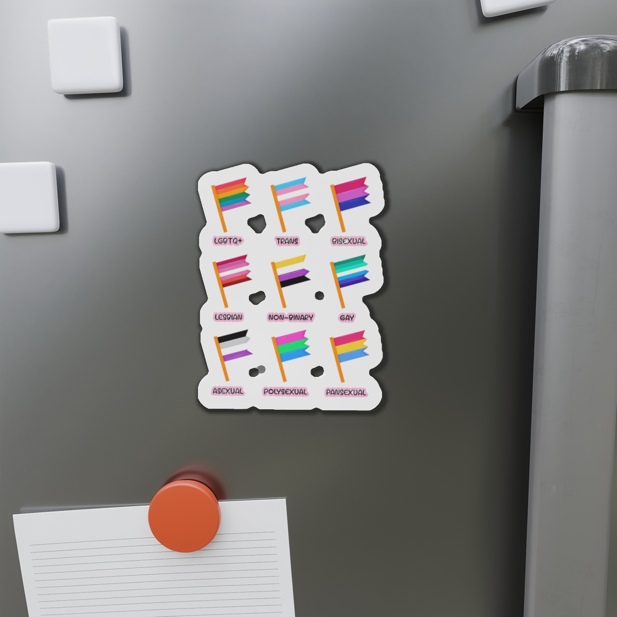 Cute Hand Drawn Set Lgbtq Pride Flags With Names Lgbtq Trans Bisexual Lesbian Nonbinary Asexual Die Cut Magnets - Image 11
