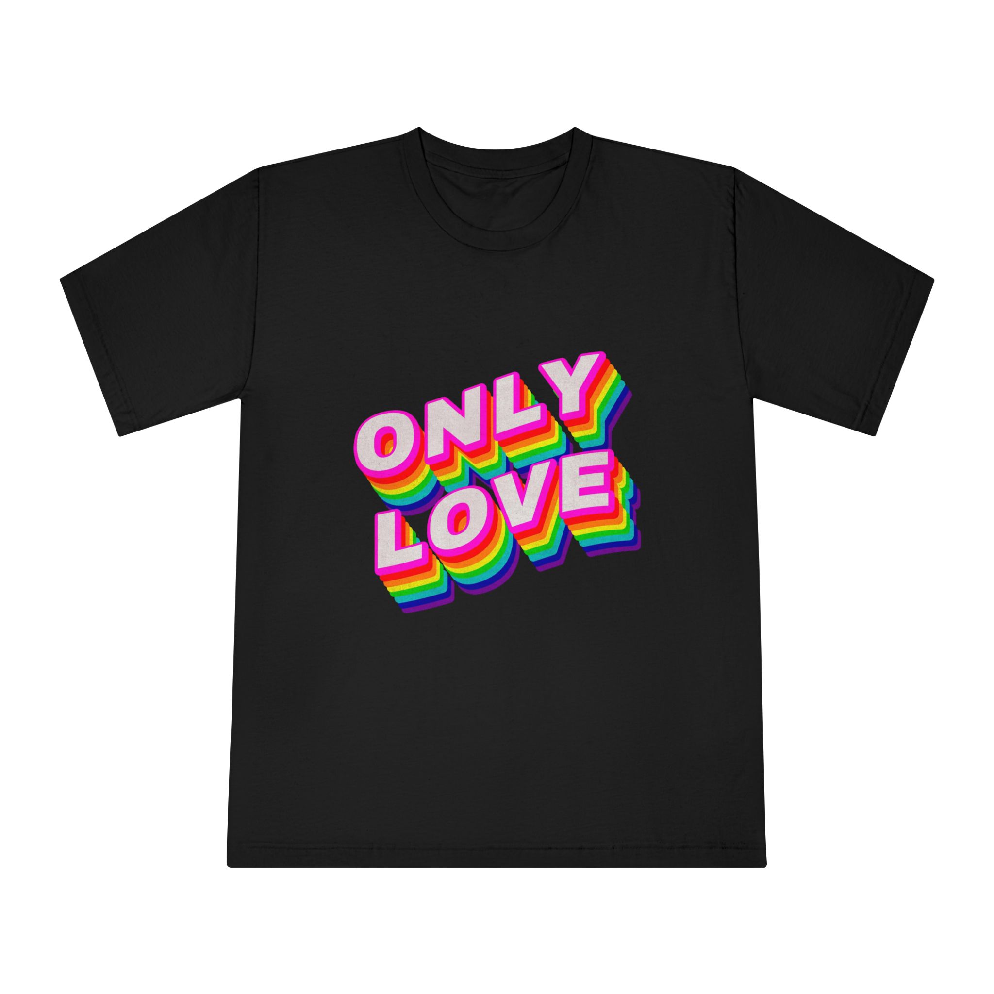Rainbow Word Only Love Typography Design Element - Unisex Classic Crewneck T Shirt - Image 5