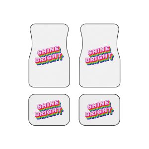 Rainbow Word Shine Bright Typography Design Element Car Mats Set Of 4