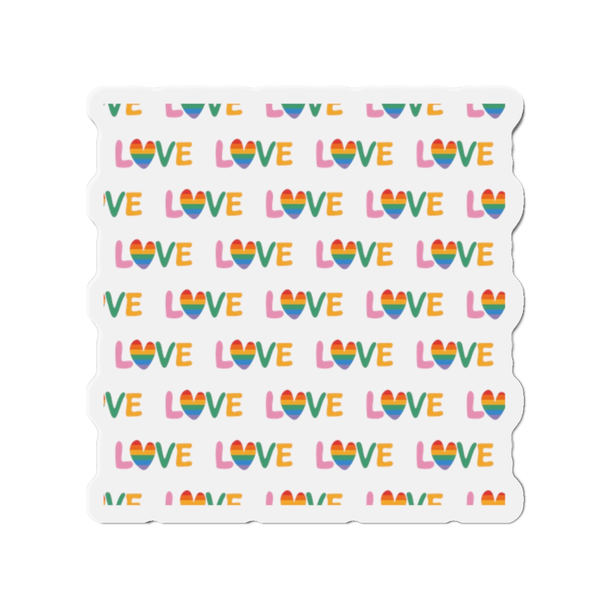 Rainbow Love Lettering Seamless Pattern Happy Pride Minimalistic Background With Simple Text Die Cut Magnets