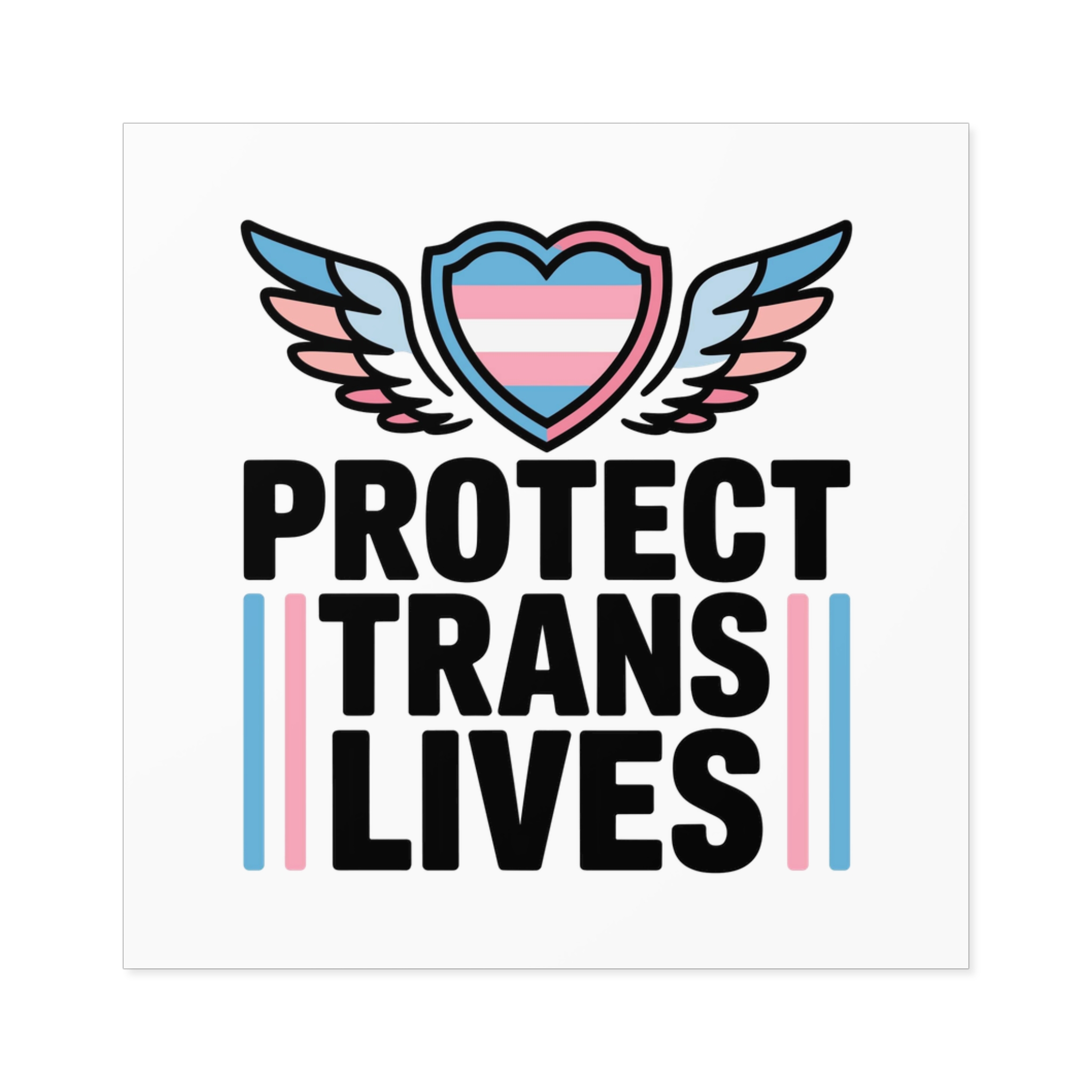 Protect Trans Lives T Shirt Design Isolated White Background 2 Laminate Stickers Square - Image 25