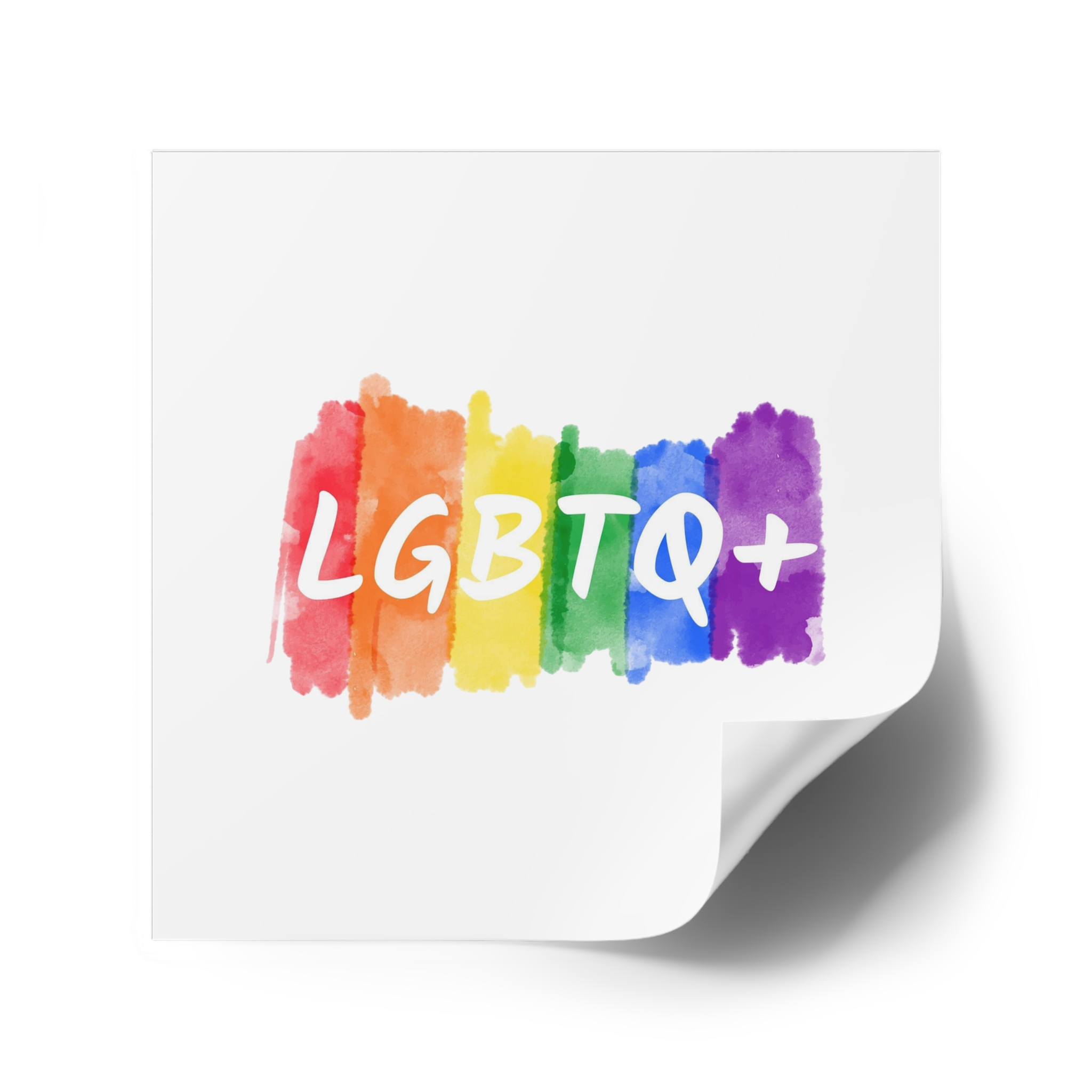 Lgbtq Logo Lettering Text Vector Rainbow Watercolor Paint Textured Colorful Stripes Laminate Stickers Square - Image 46