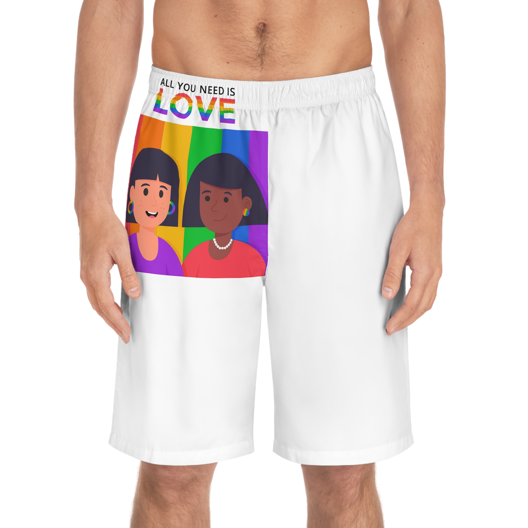 Flat Pride Day Illustration Mens Board Shorts Aop - Image 3