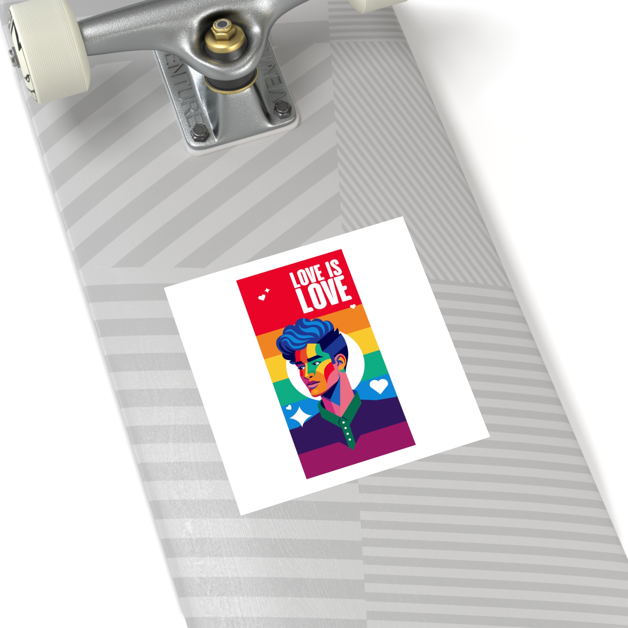 Poster Man With Rainbow Colored Face Rainbow Colored Background Laminate Stickers Square - Image 36