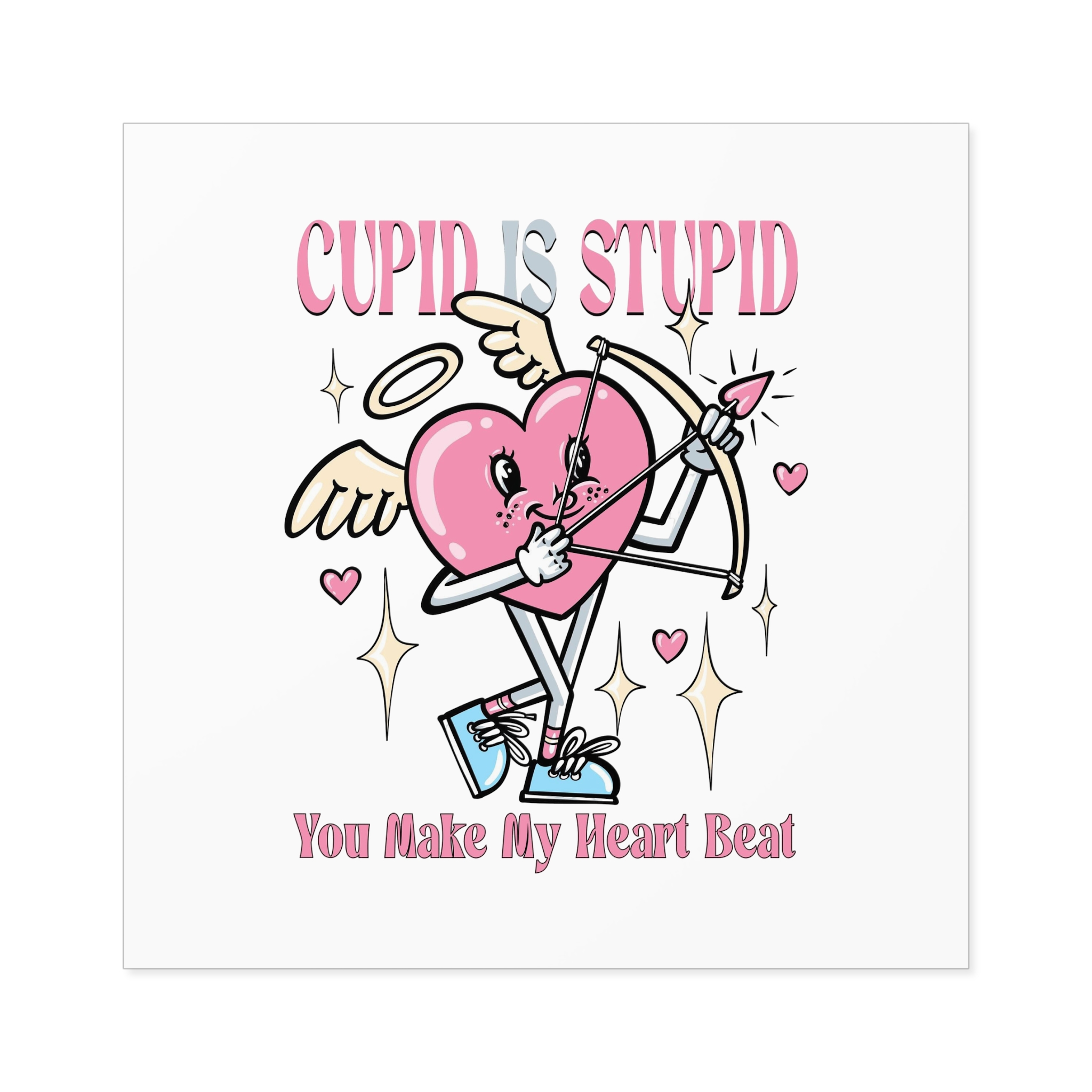 Love Cupid Holding Bow Tshirt Design Laminate Stickers Square - Image 49