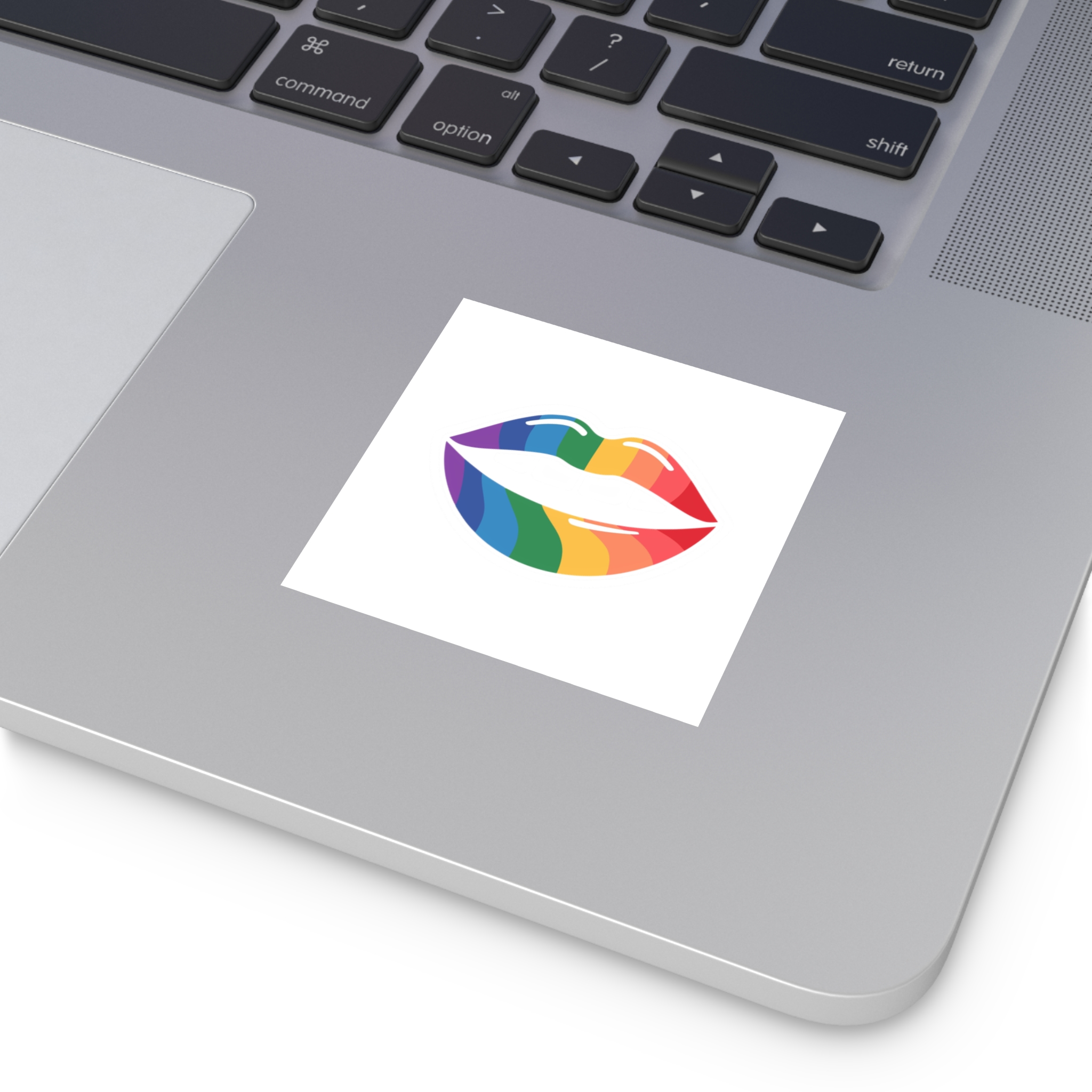 Rainbow Lips Illustration Laminate Stickers Square - Image 3
