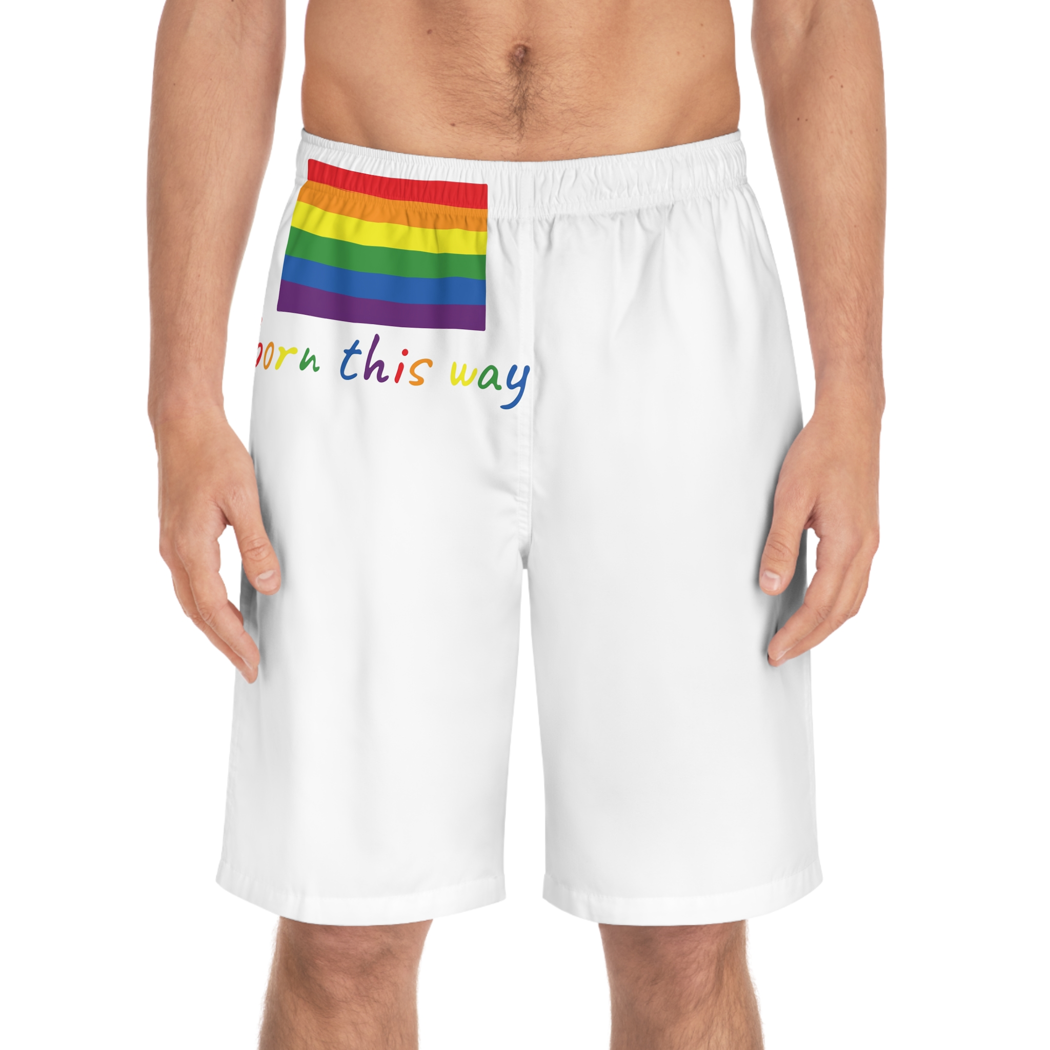 Colorful Gay Pride Flag Happy Pride Day Lgbtq Community Pride Month Vector Hand Drawn Doodle Posters Stickers Logo Cards(1) Mens Board Shorts Aop - Image 3