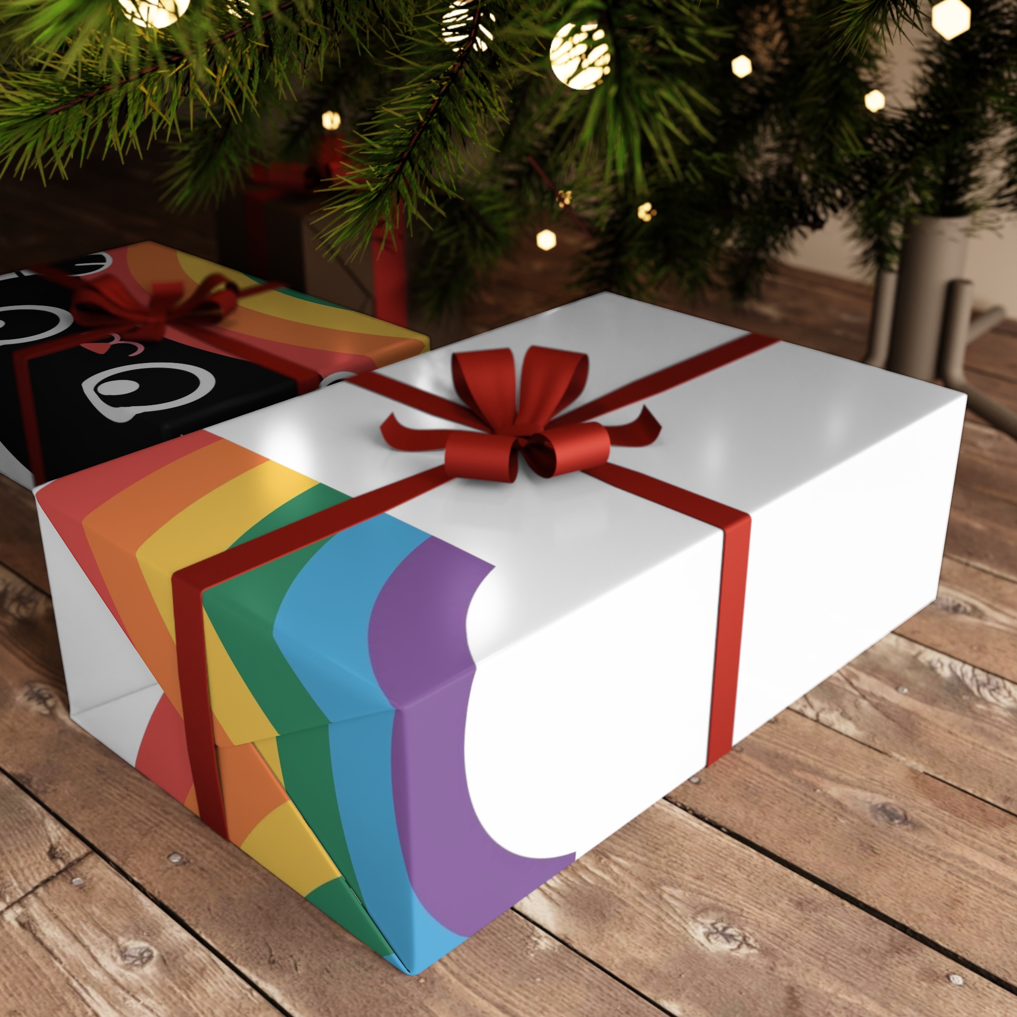 Black Cat With Rainbow Icon Pride Pet Design Vector Illustration Gift Wrapping Paper Sheets 1pc - Image 3