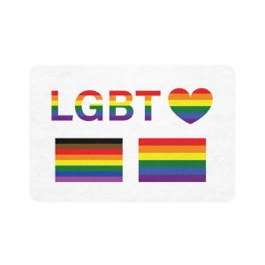 Lgbt Word Text Letter With Heart Rainbow Color Flag Isolated White Background Vector Illustrati Pet Food Mat 12x18