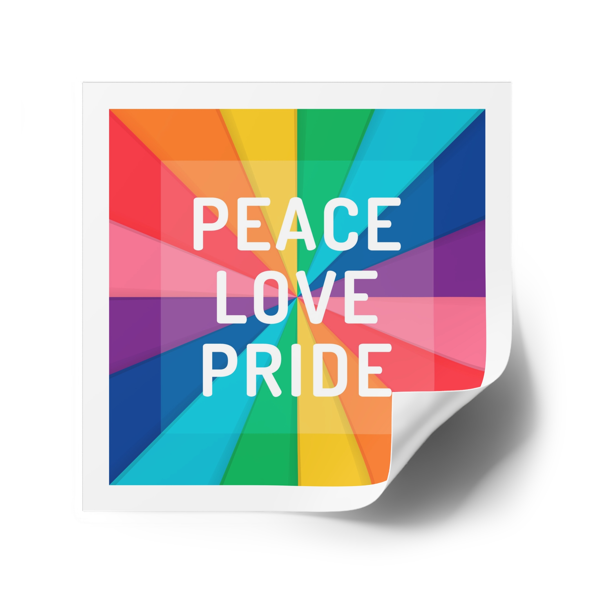 Rainbow Colored Background With Peace Love Pride Concept Pride Month Laminate Stickers Square - Image 46