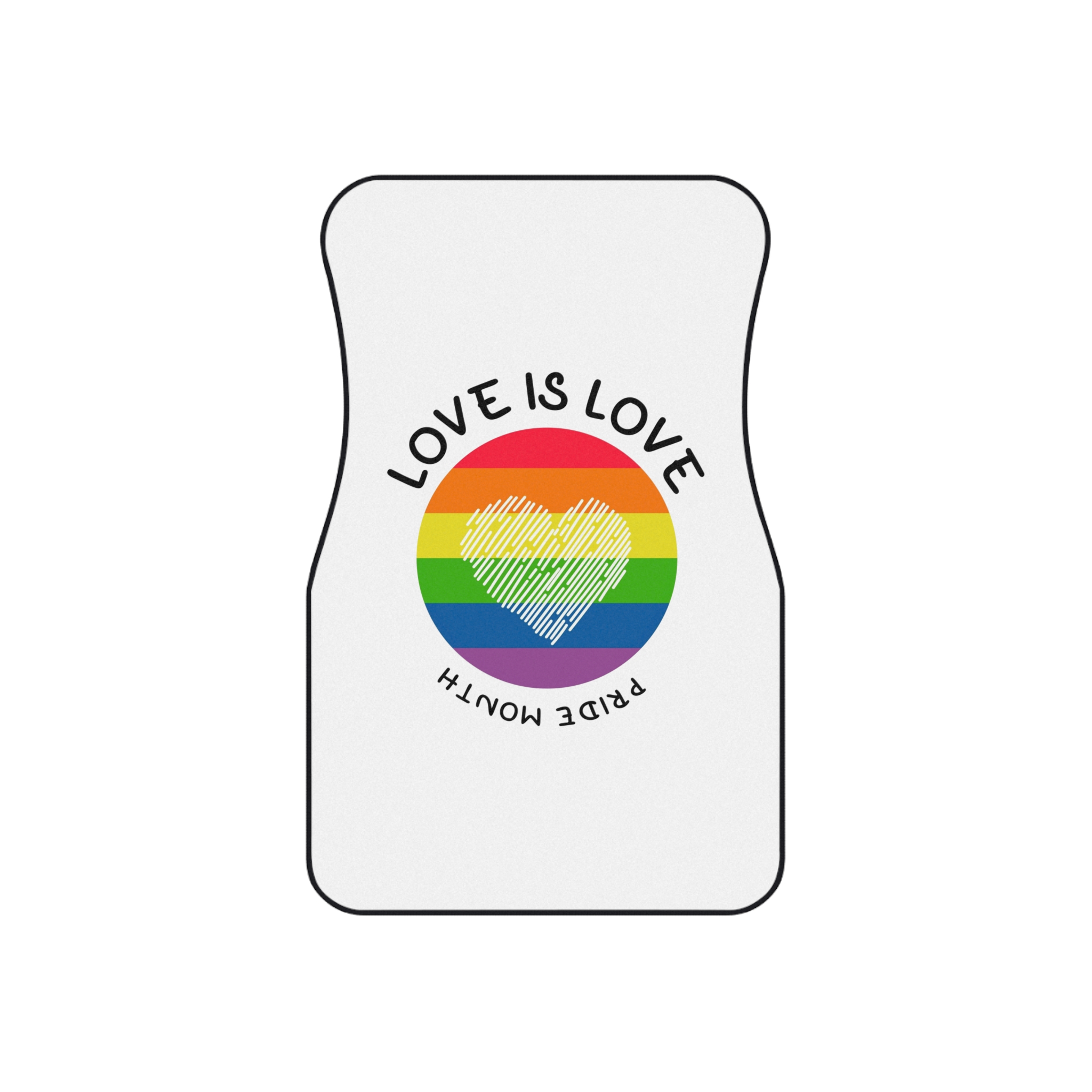 Lgbt Pride Month Love Is Love Lgbtq Symbol With Lgbt Pride Round Rainbow Flag With Heart Gay Pride Car Mats Set Of 4 - Image 2