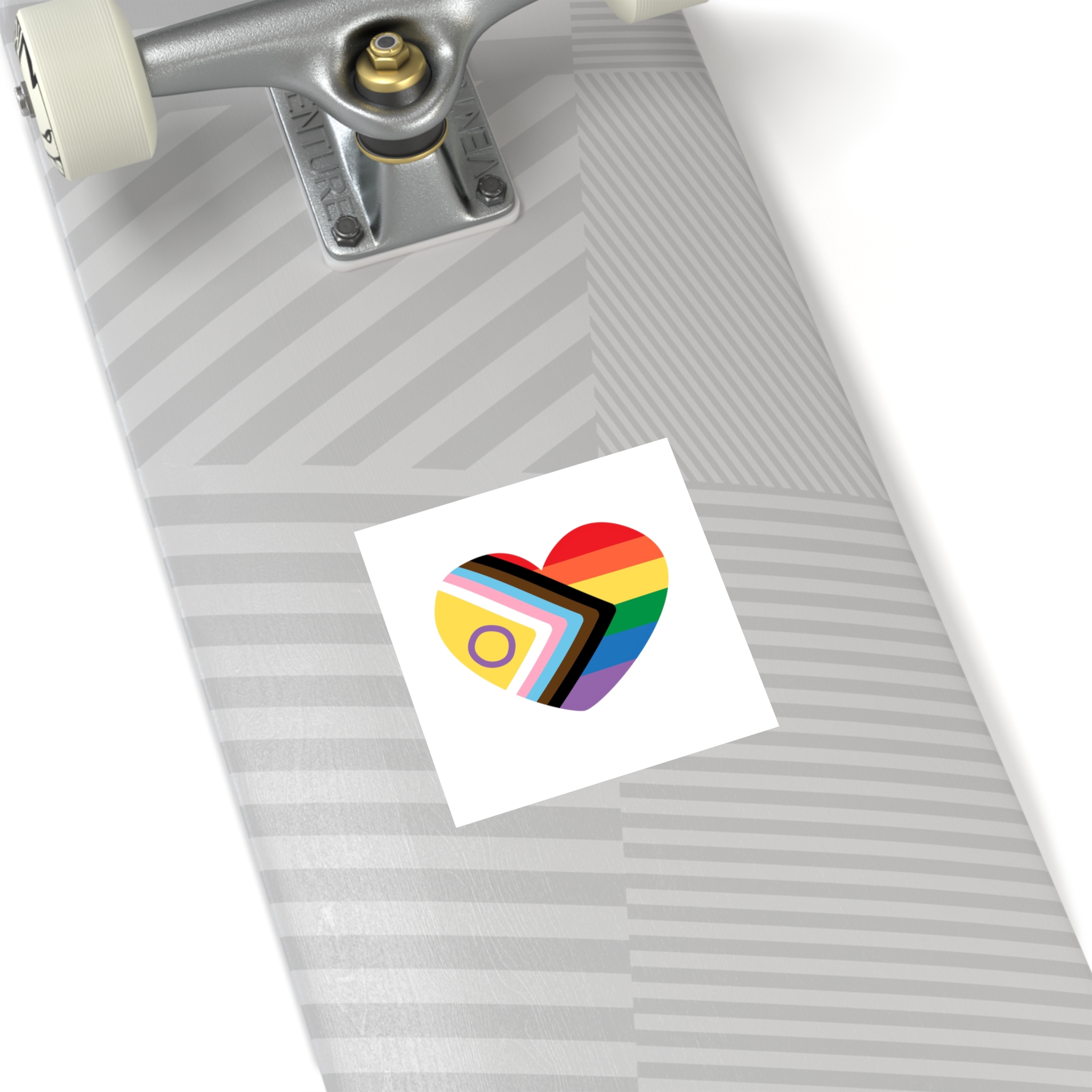 Inclusive Love Progress Pride Flag Heart Symbol Laminate Stickers Square - Image 20