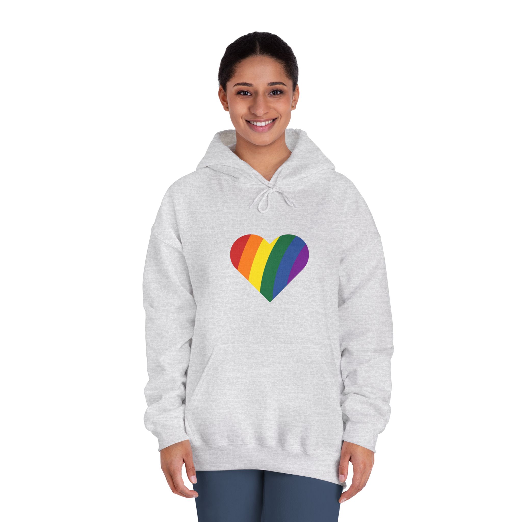 Minimalist Pride Heart Filled With Rainbow Colors Unisex Dryblend Hooded Sweatshirt - Image 8