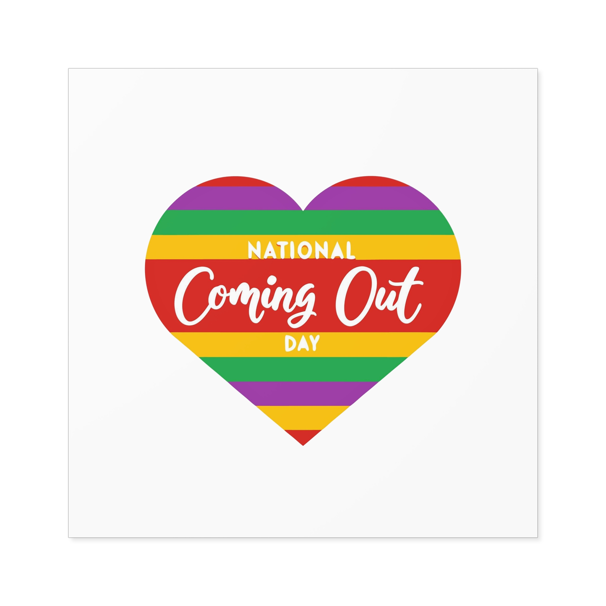 National Coming Out Day Rainbow Heart With Text Pride Lgbtq Laminate Stickers Square - Image 49