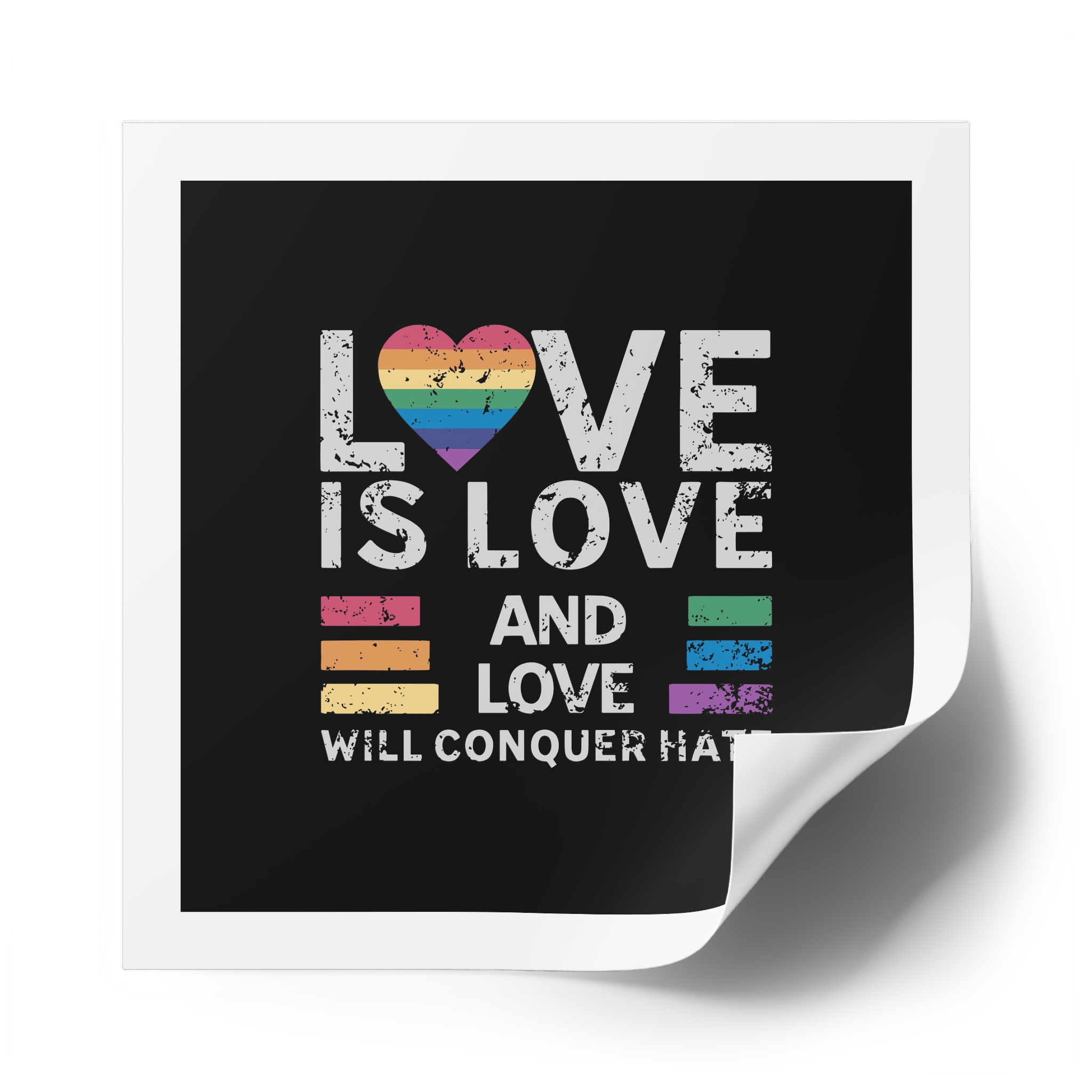 Love Is Love and Love Will Conquer Hate Laminate Stickers Square - Image 62