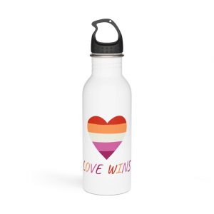 Colorful Heart Shape Lesbian Pride Flag Happy Pride Day Lgbtqia Community Pride Month Vector Hand Drawn Doodle Posters Stickers Logo Cards Stainless Steel Water Bottle