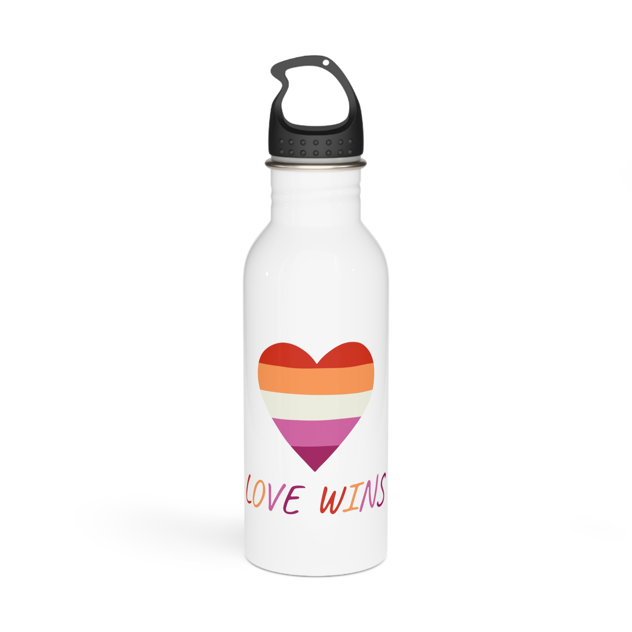 Colorful Heart Shape Lesbian Pride Flag Happy Pride Day Lgbtqia Community Pride Month Vector Hand Drawn Doodle Posters Stickers Logo Cards Stainless Steel Water Bottle