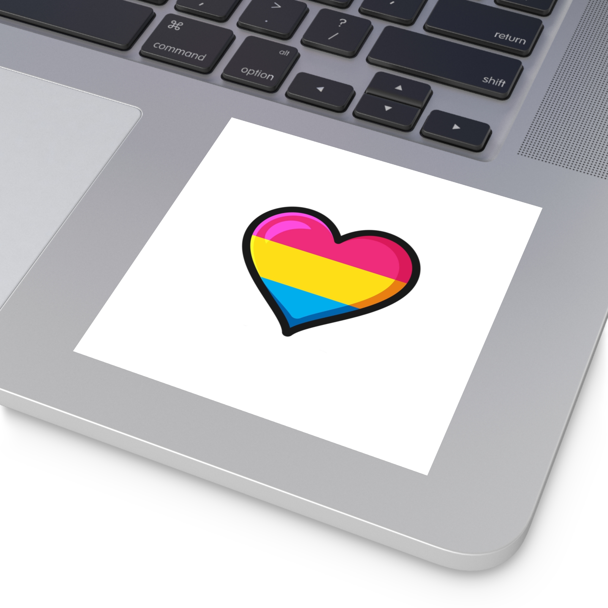 Pansexual Pride Flag Heart Shape Vector Illustration Laminate Stickers Square - Image 19