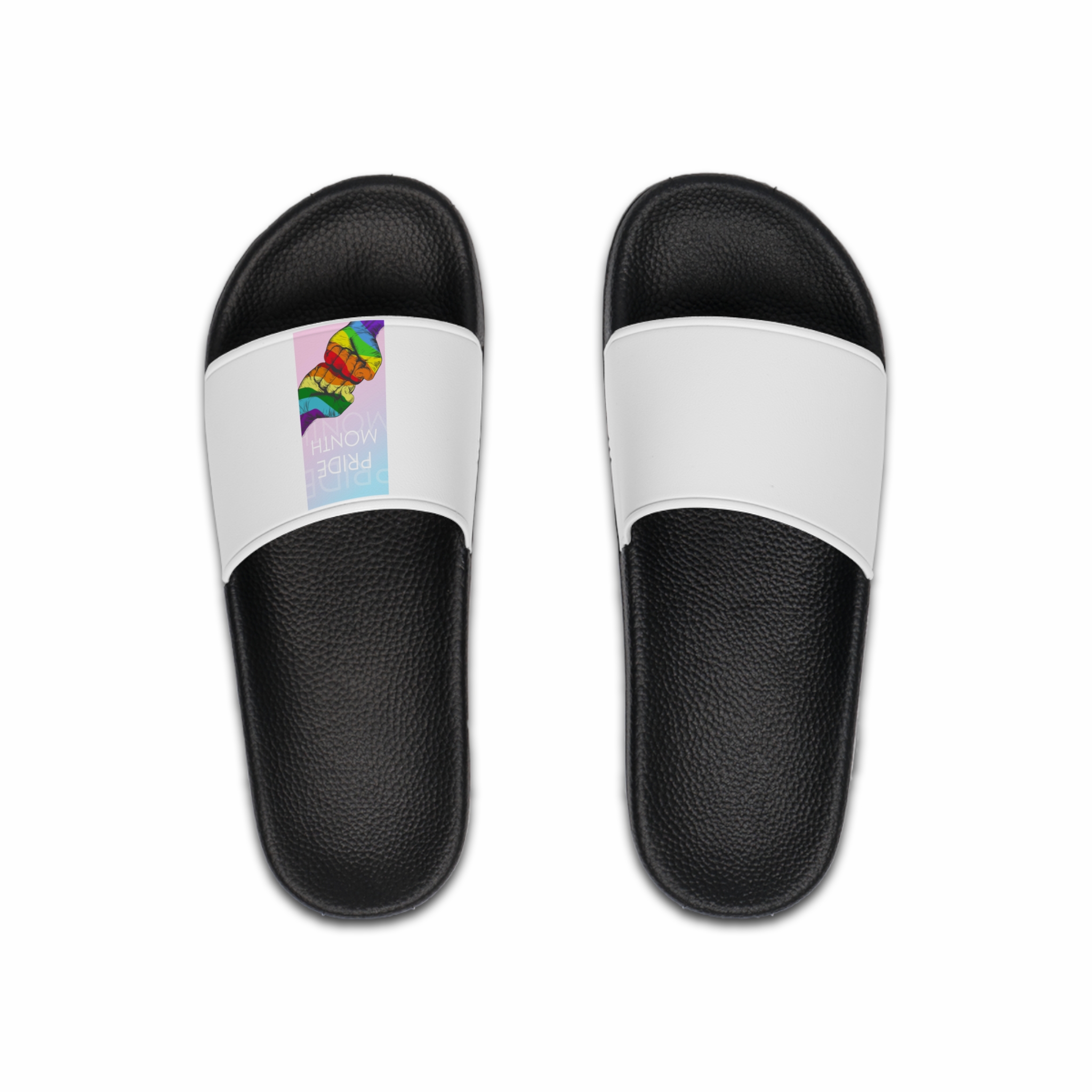 Rainbow Colored Hand Fist Fist Gesture Gay Pride Month Background Lgbt Concept Mens Slide Sandals
