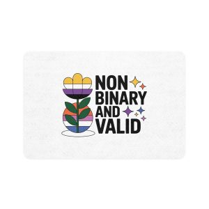 Non Binary Valid T Shirt Design Isolated White Background Pet Food Mat 12x18