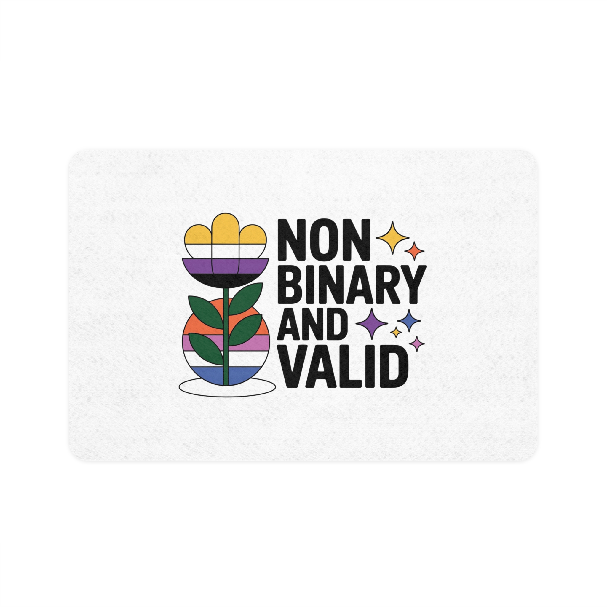 Non Binary Valid T Shirt Design Isolated White Background Pet Food Mat 12x18