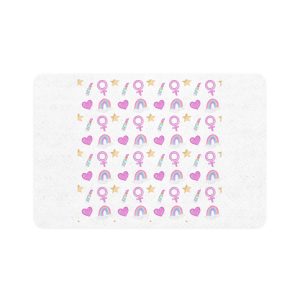 Cute Feminine Seamless Pattern With Rainbows Hearts Venus Symbols Pet Food Mat 12x18