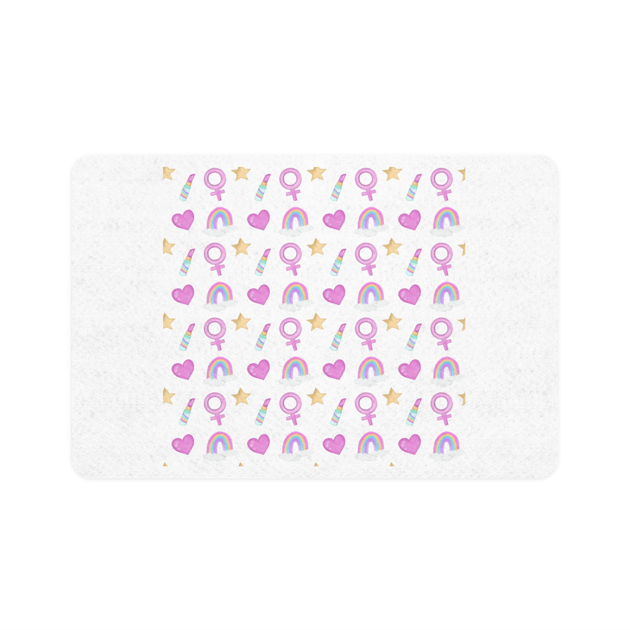 Cute Feminine Seamless Pattern With Rainbows Hearts Venus Symbols Pet Food Mat 12x18